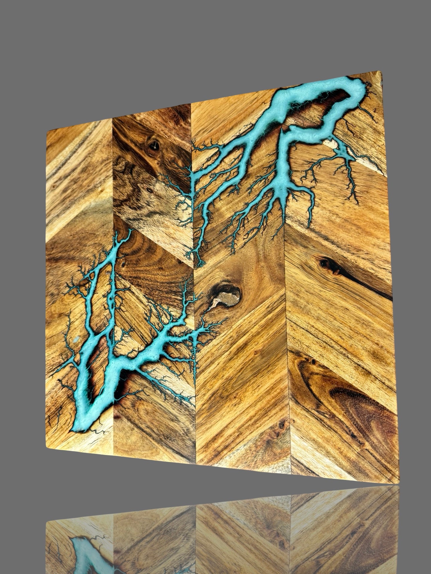 Food-safe resin chopping board for kitchens by Fractal Flow Designs. Handmade Australian resin boards with bold resin design, ideal for gifts or daily use