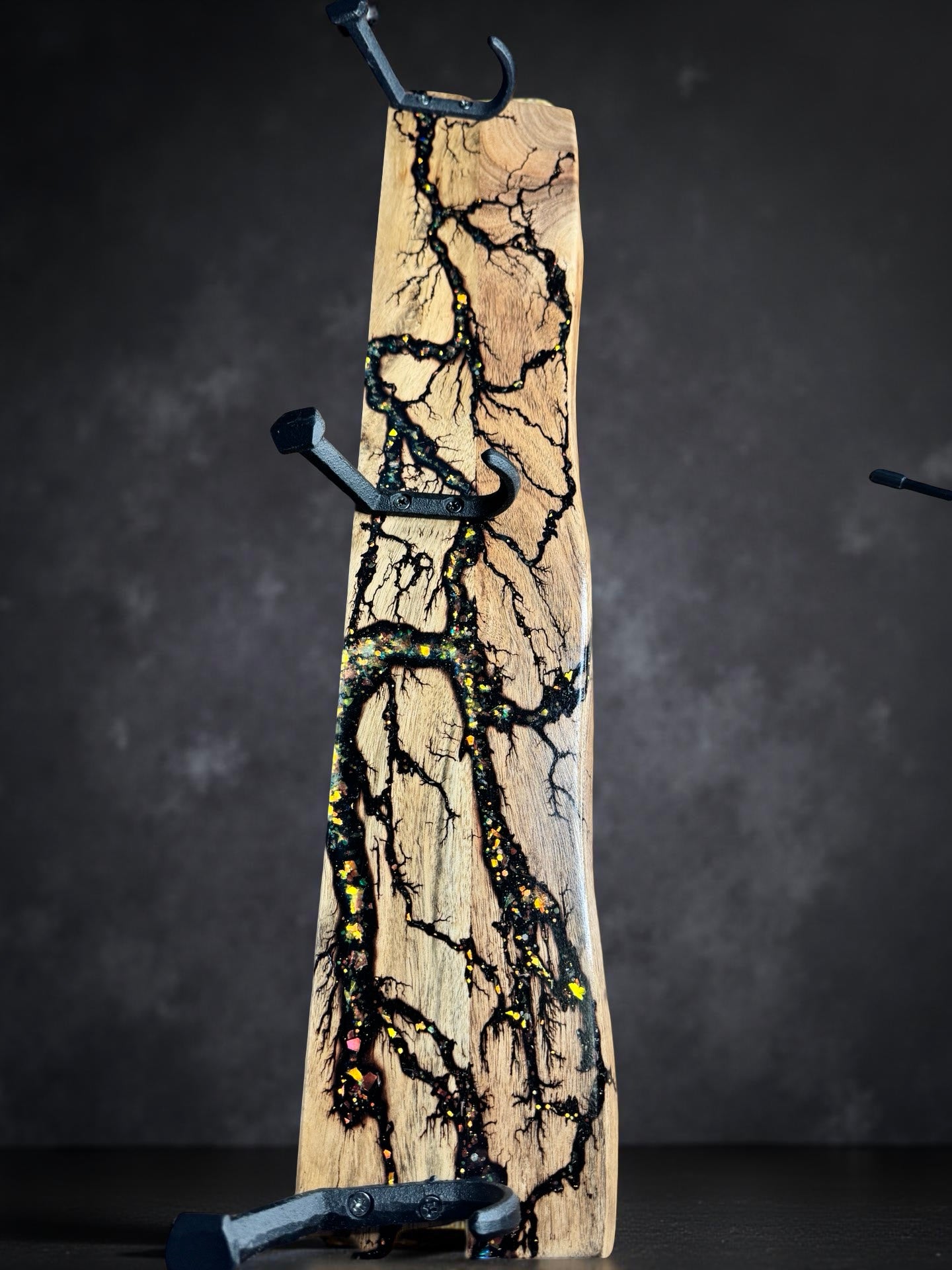 Premium resin timber coat rack with striking green tones, handcrafted in East Gippsland