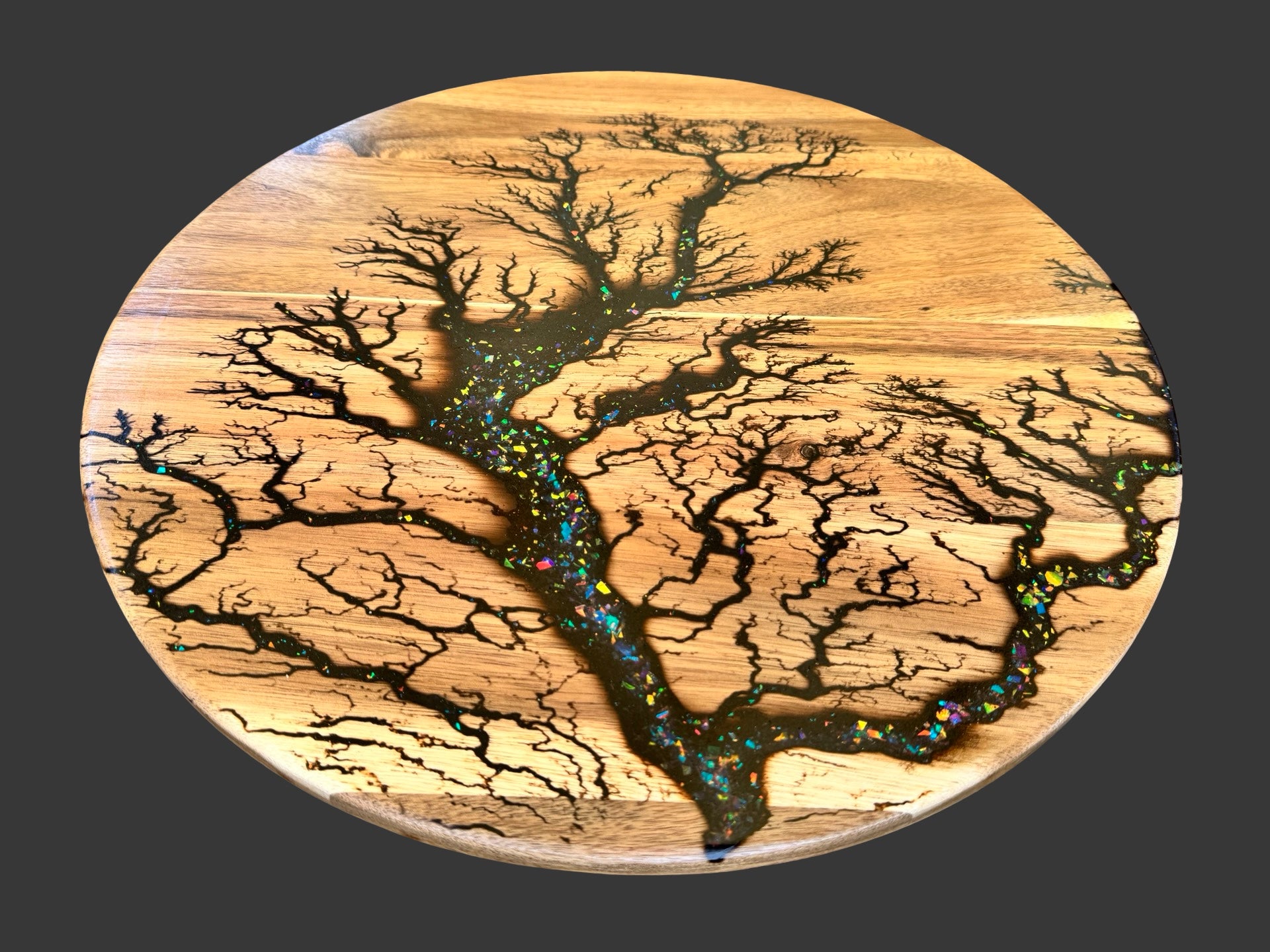 Fractal burnt resin Lazy Susan platter Australian craftsmanship