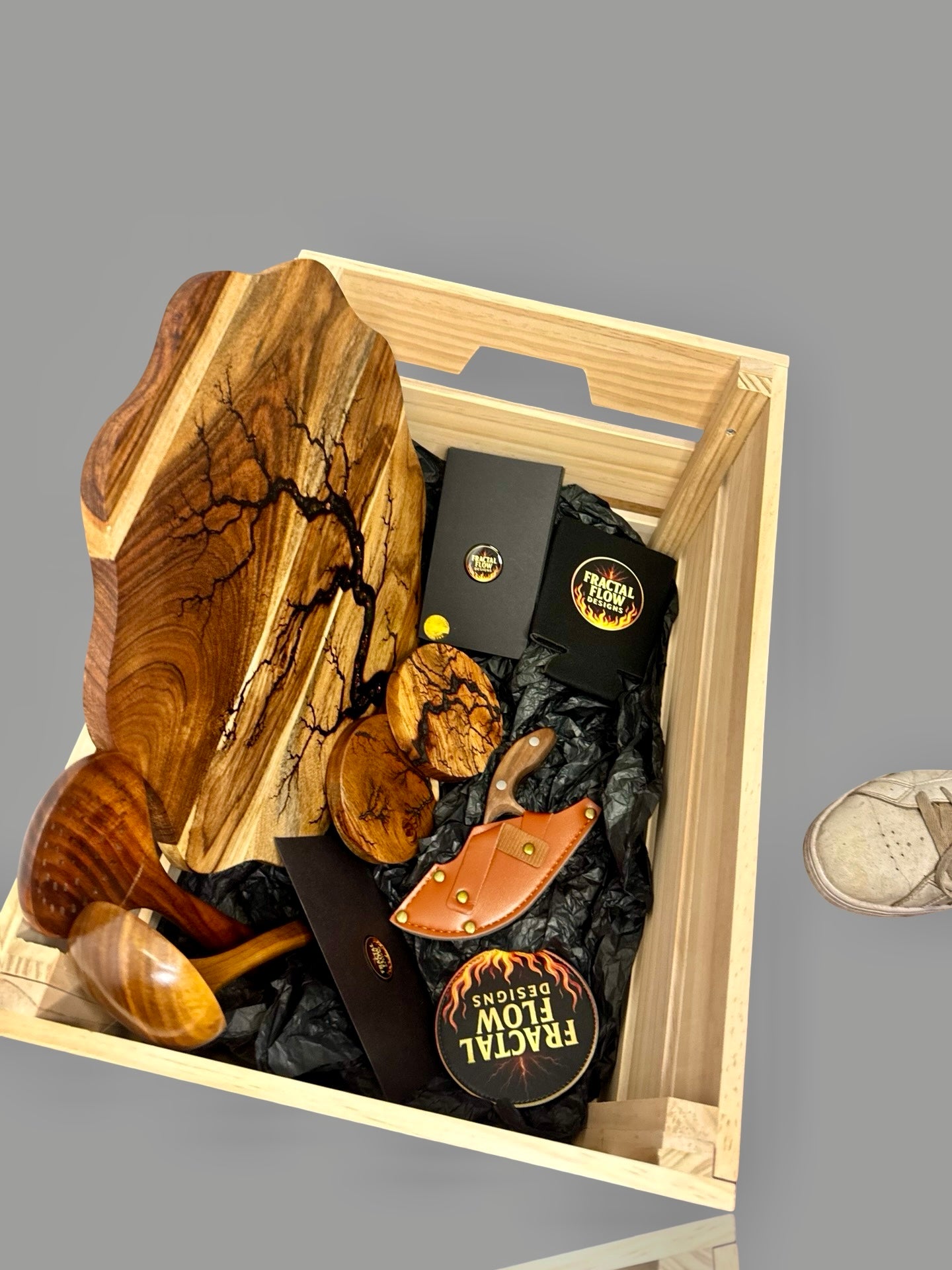 Delux Resin Cheese Board Gift Hamper – $225 Premium Grazing Box | Fractal Flow Designs - Resin Boards Australia