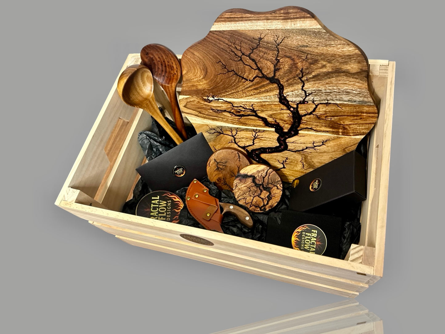 Delux Resin Cheese Board Gift Hamper – $225 Premium Grazing Box | Fractal Flow Designs - Resin Boards Australia