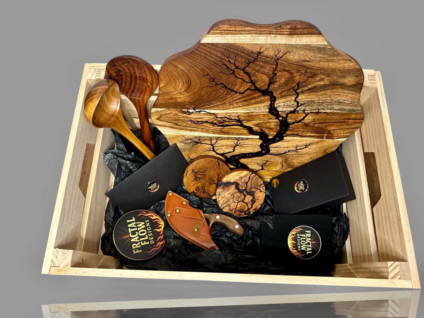 Delux Resin Cheese Board Gift Hamper – $225 Premium Grazing Box | Fractal Flow Designs - Resin Boards Australia