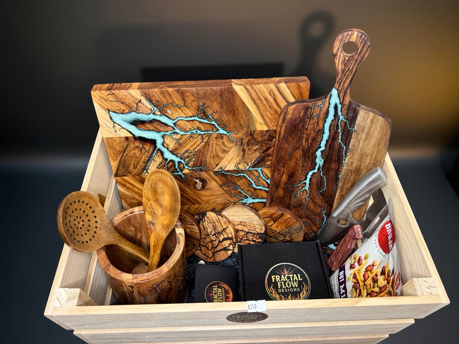 Resin cheese board and care kit gift box handmade in Victoria