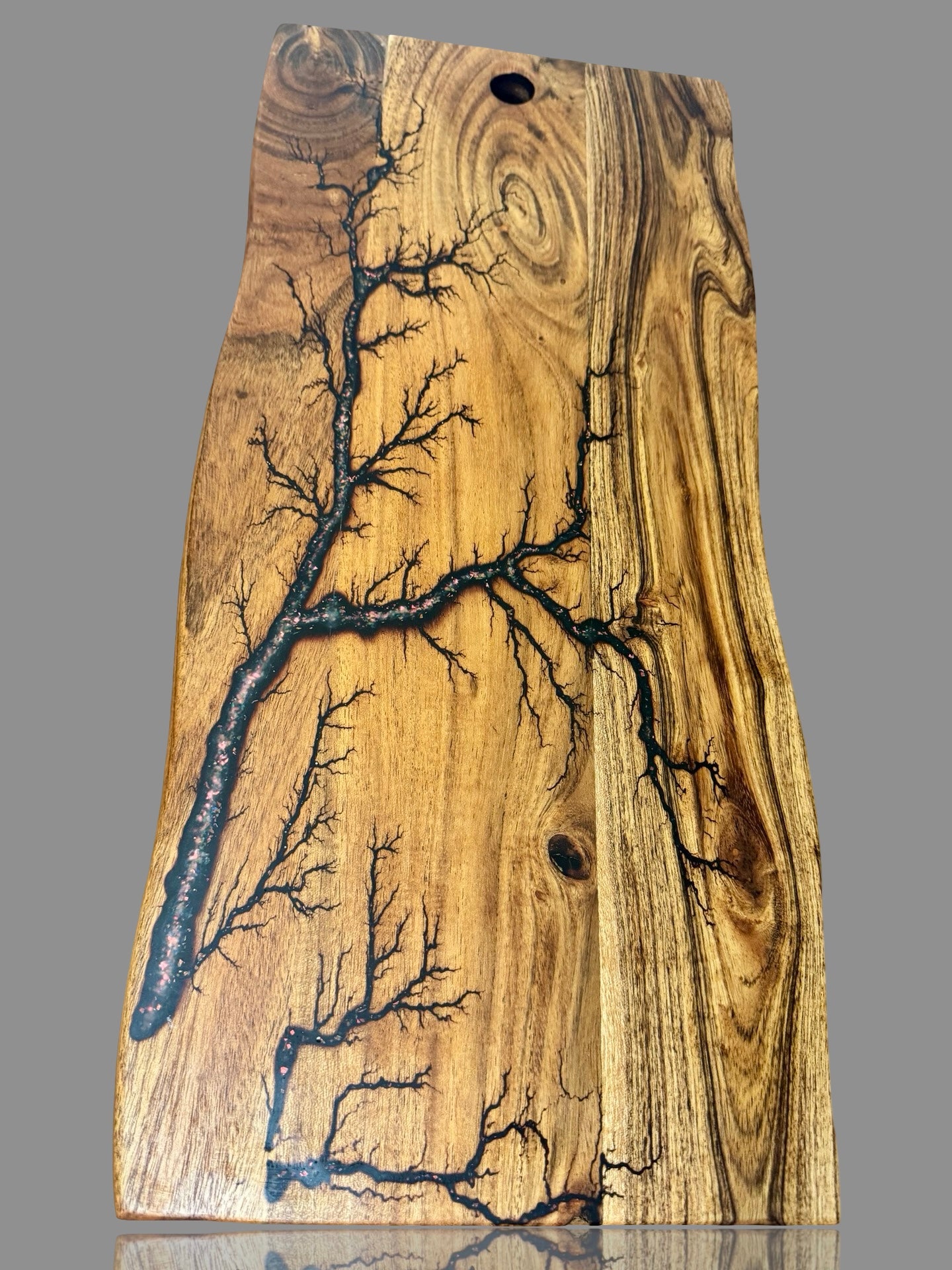 Stylish live edge charcuterie board with resin design | Fractal Flow Designs handcrafted timber platter, Bairnsdale Victoria
