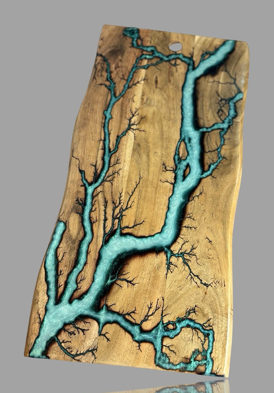 Food grade resin live edge board sustainable timber serving platter artisan made in East Gippsland