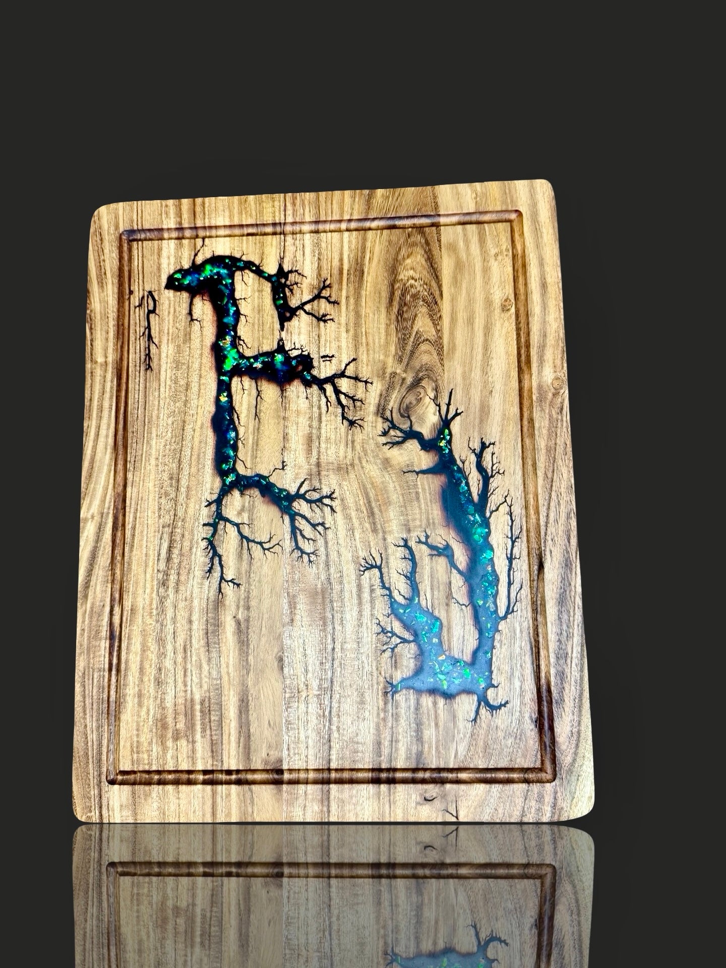 Premium Australian timber serving and chopping board – resin artistry by Fractal Flow Designs, gift-worthy platter for cheese, grazing, and charcuterie spreads