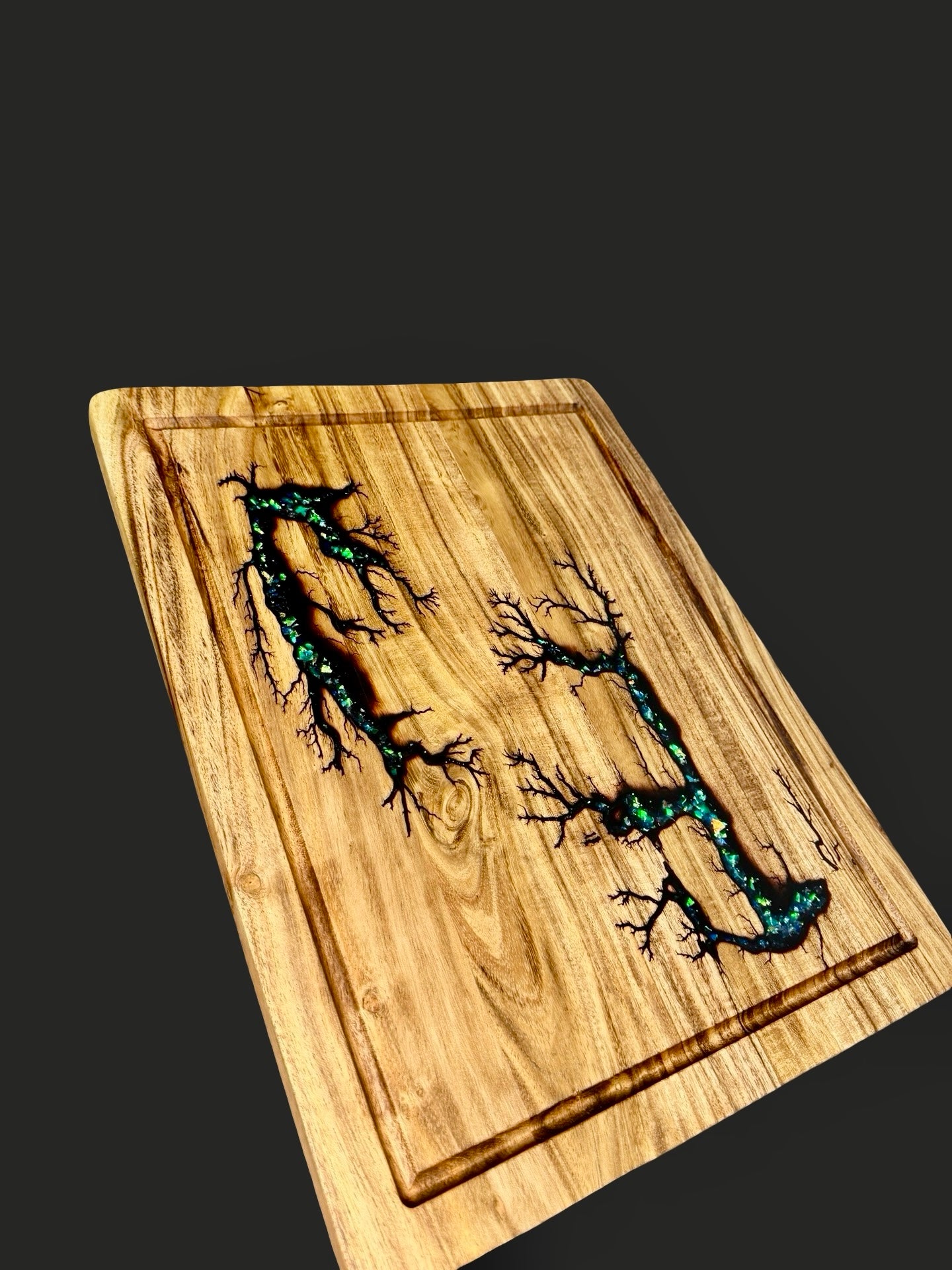 Fractal Flow Designs premium resin chopping board – artisan timber serving platter, Australian-made, ideal for weddings, anniversaries, housewarmings, and special occasions