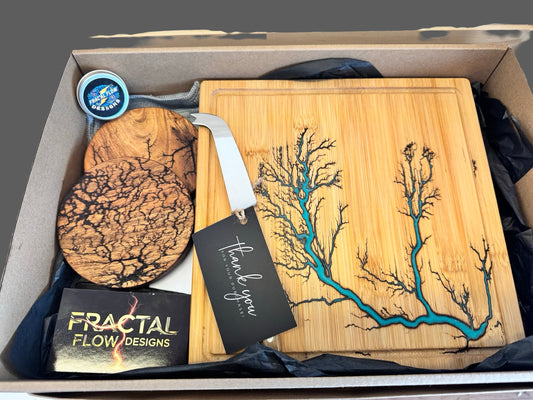 Cheese Lovers Gift Hamper – premium resin and timber cheese board by Fractal Flow Designs, handcrafted in Bairnsdale, Victoria, Australian-made artisan gift