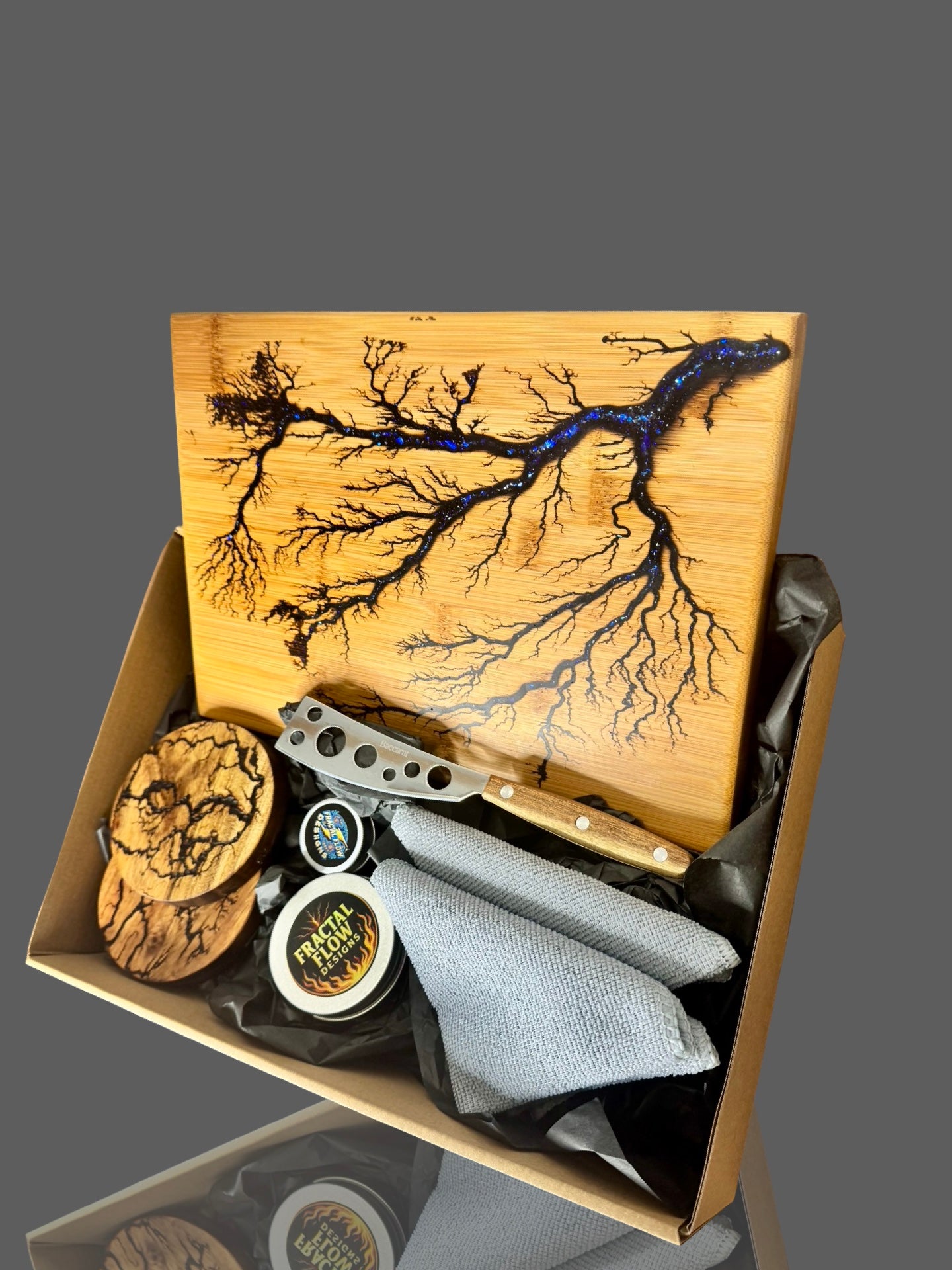 Artisan Cheese Lovers Gift Box – premium resin board and timber serving platter by Fractal Flow Designs, handmade in Bairnsdale, ships Australia-wide.