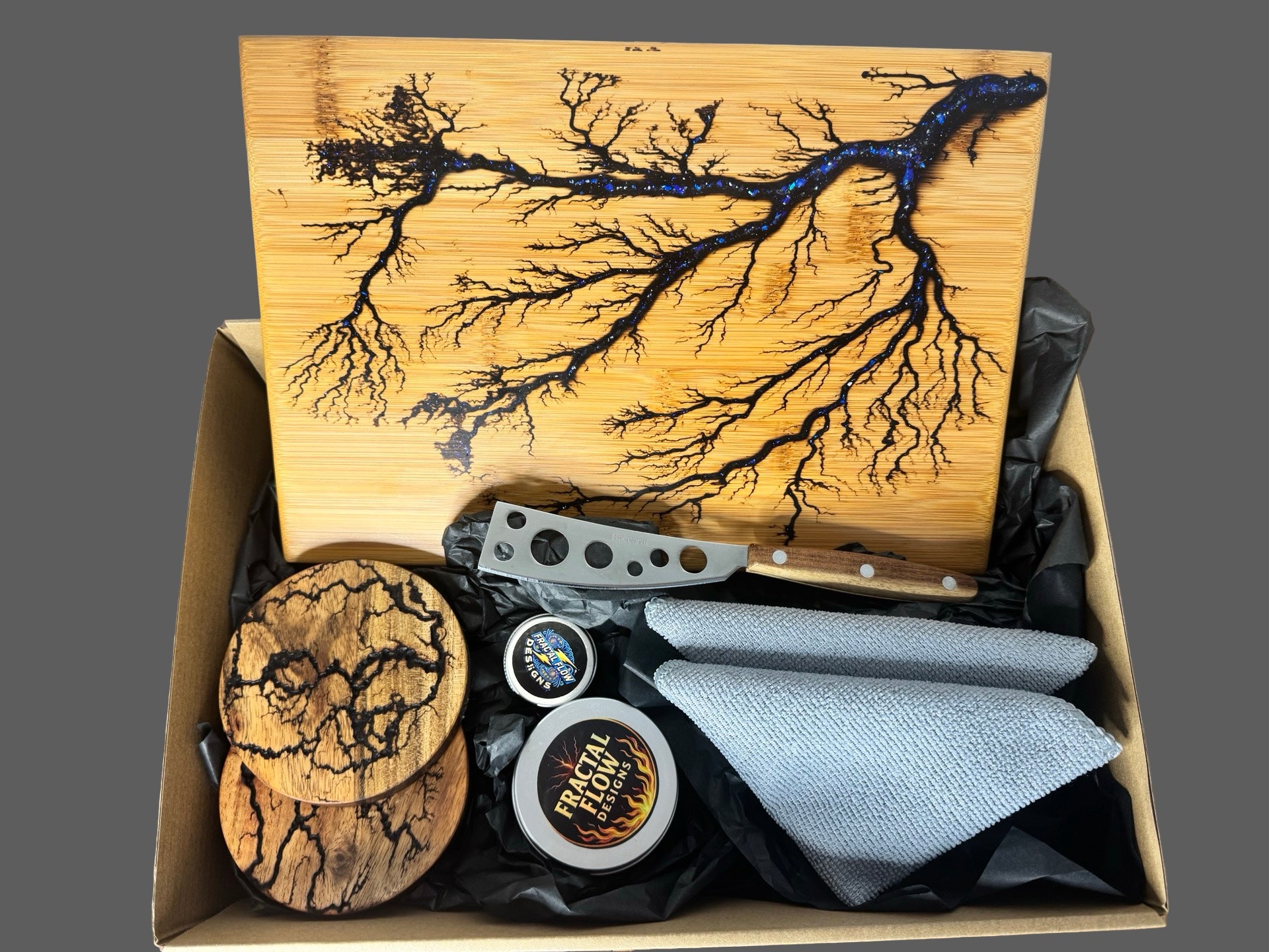Luxury Cheese Lovers Gift Set – resin board and accessories by Fractal Flow Designs, Australian-made timber platter perfect for grazing, charcuterie, and gifting.