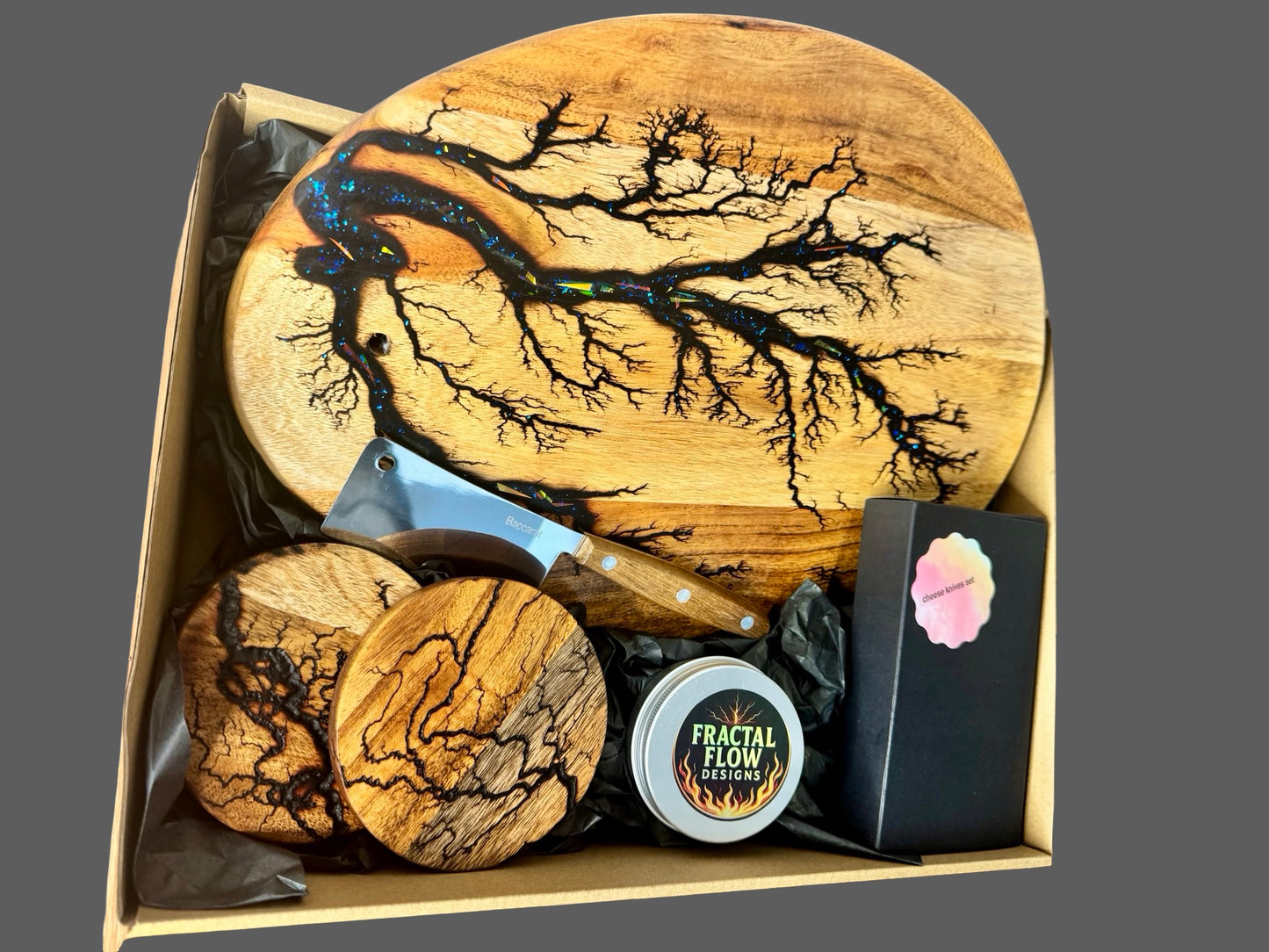 Handcrafted Cheese Lovers Gift Box – Australian-made resin cheese and grazing platter by Fractal Flow Designs, premium artisan board, ships Australia-wide