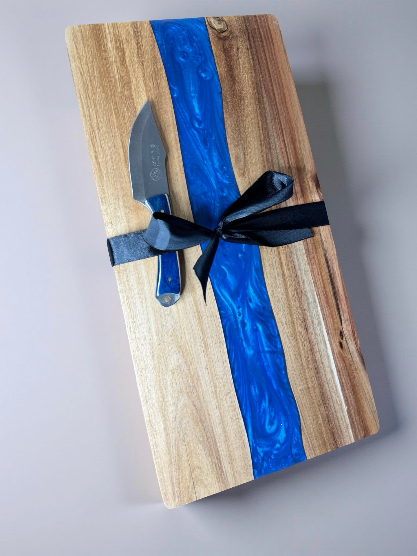 Blue river resin board handcrafted Australian timber East Gippsland artisan serving board