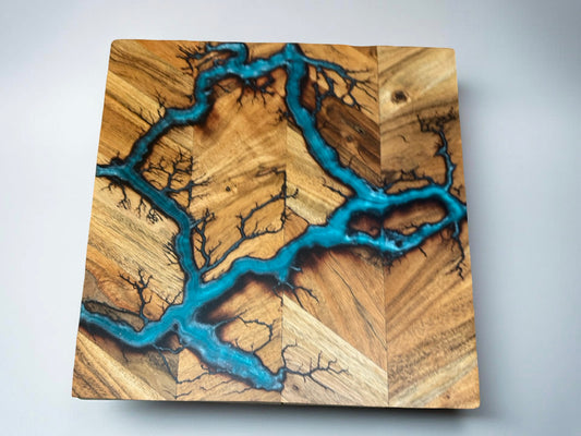 Resin Chopping Board Australia | Lagoon Blue | Fractal Flow Designs | Australia
