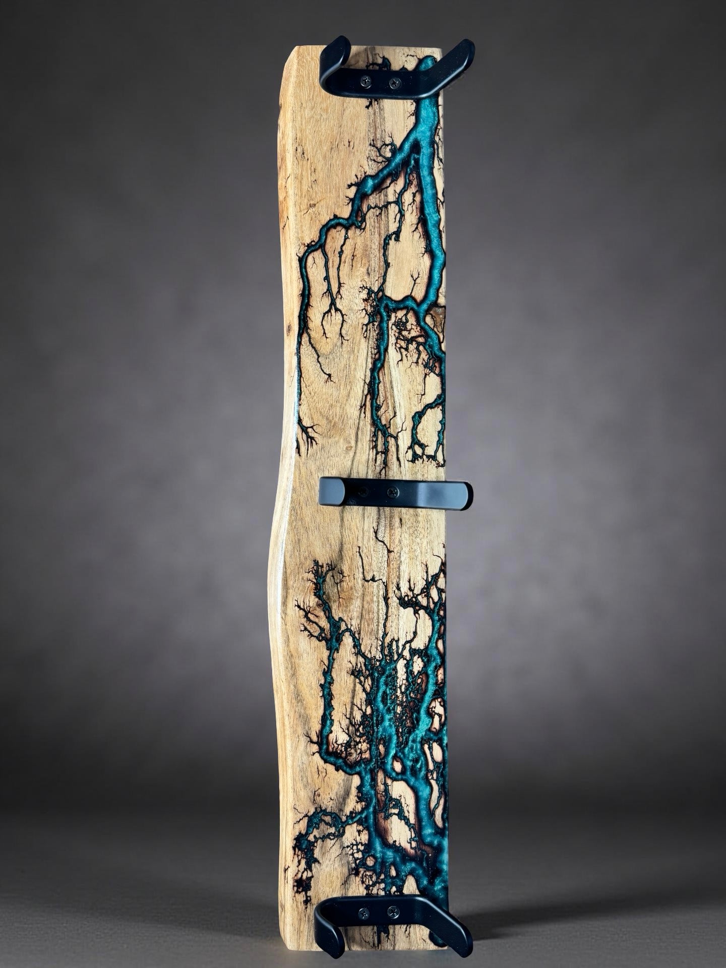 Resin enhanced timber coat rack with strong hooks, premium home styling