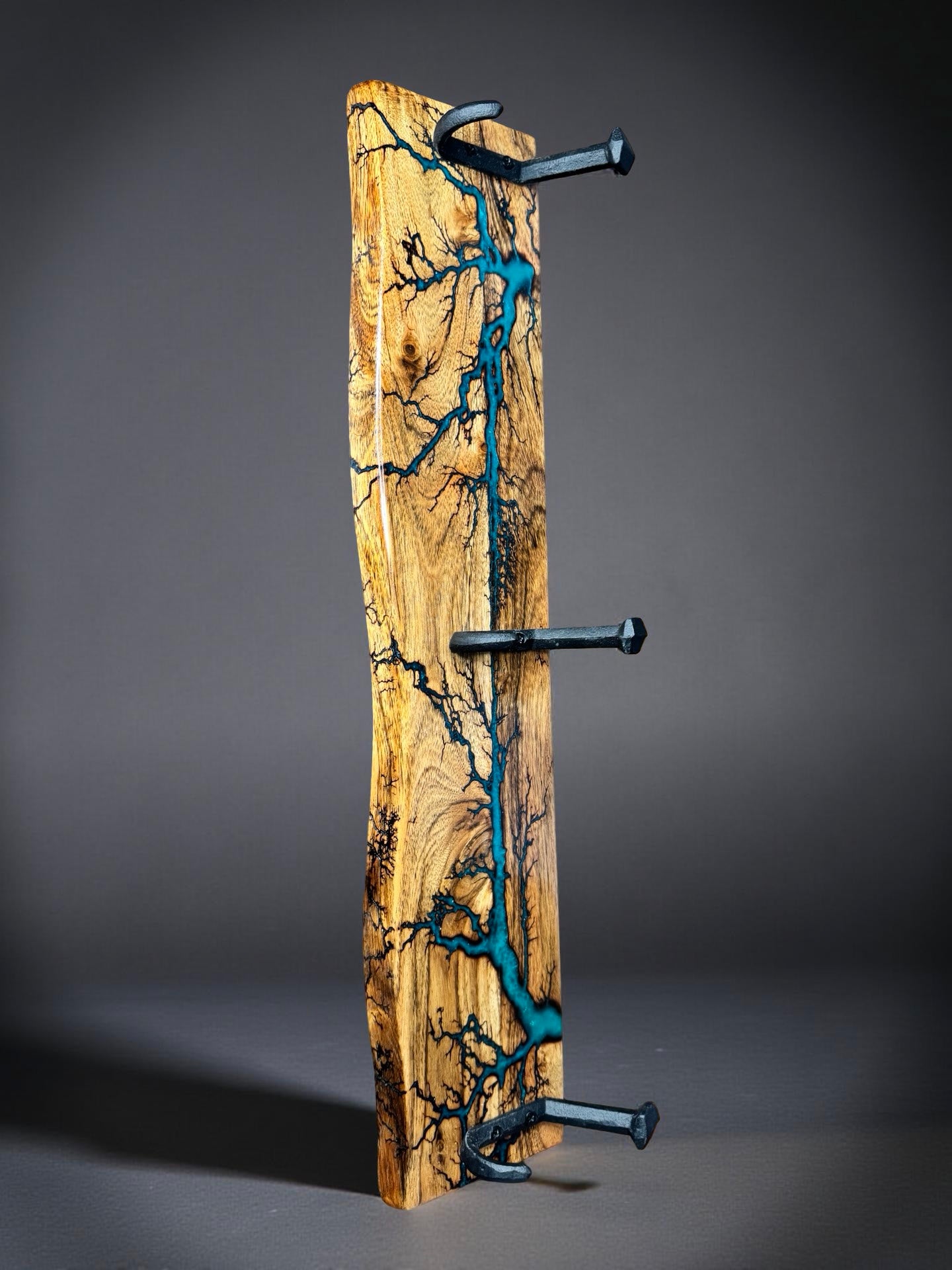 Modern timber coat rack with resin art finish, premium Australian home décor