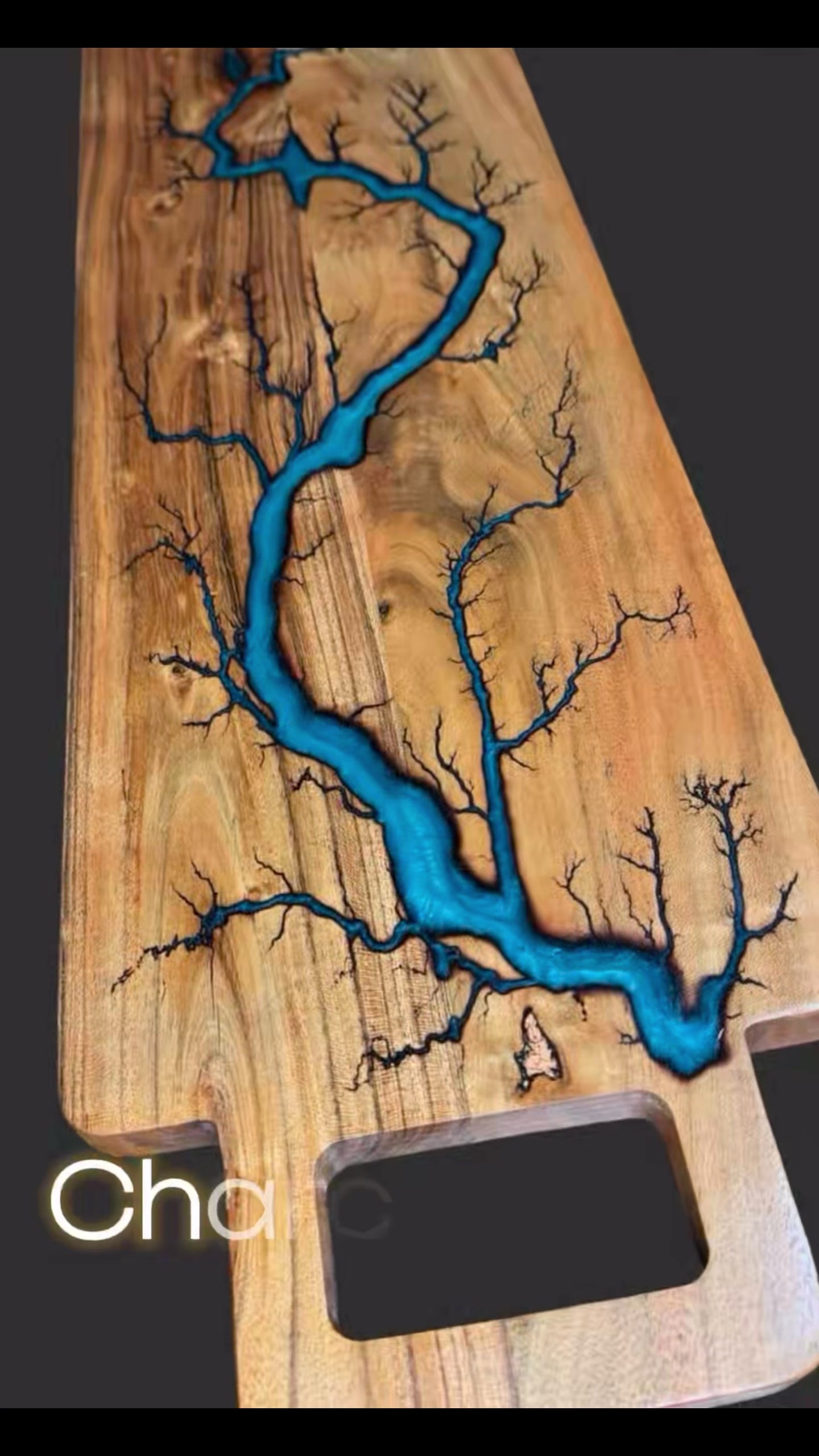 Handmade charcuterie board by Fractal Flow Designs – artisan Australian hardwood with resin inlays and bold fractal burning. Premium timber platter for cheese, grazing, and wine nights. Unique resin board crafted in Bairnsdale Victoria, ideal wedding and housewarming gift.