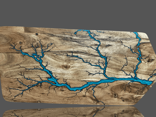 Fractal Flow Designs premium large resin grazing board paddle, crafted from sustainable Australian hardwood. Perfect Australian resin boards for gourmet kitchens and entertaining.