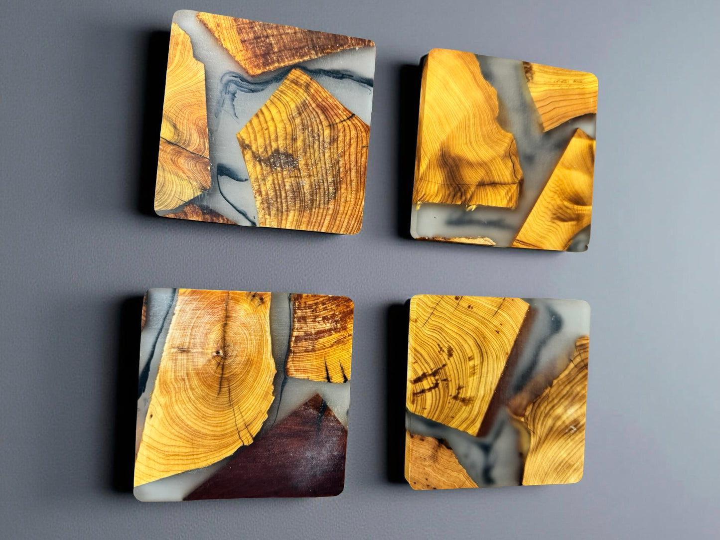 Premium resin and timber coasters Australian made by Fractal Flow Designs