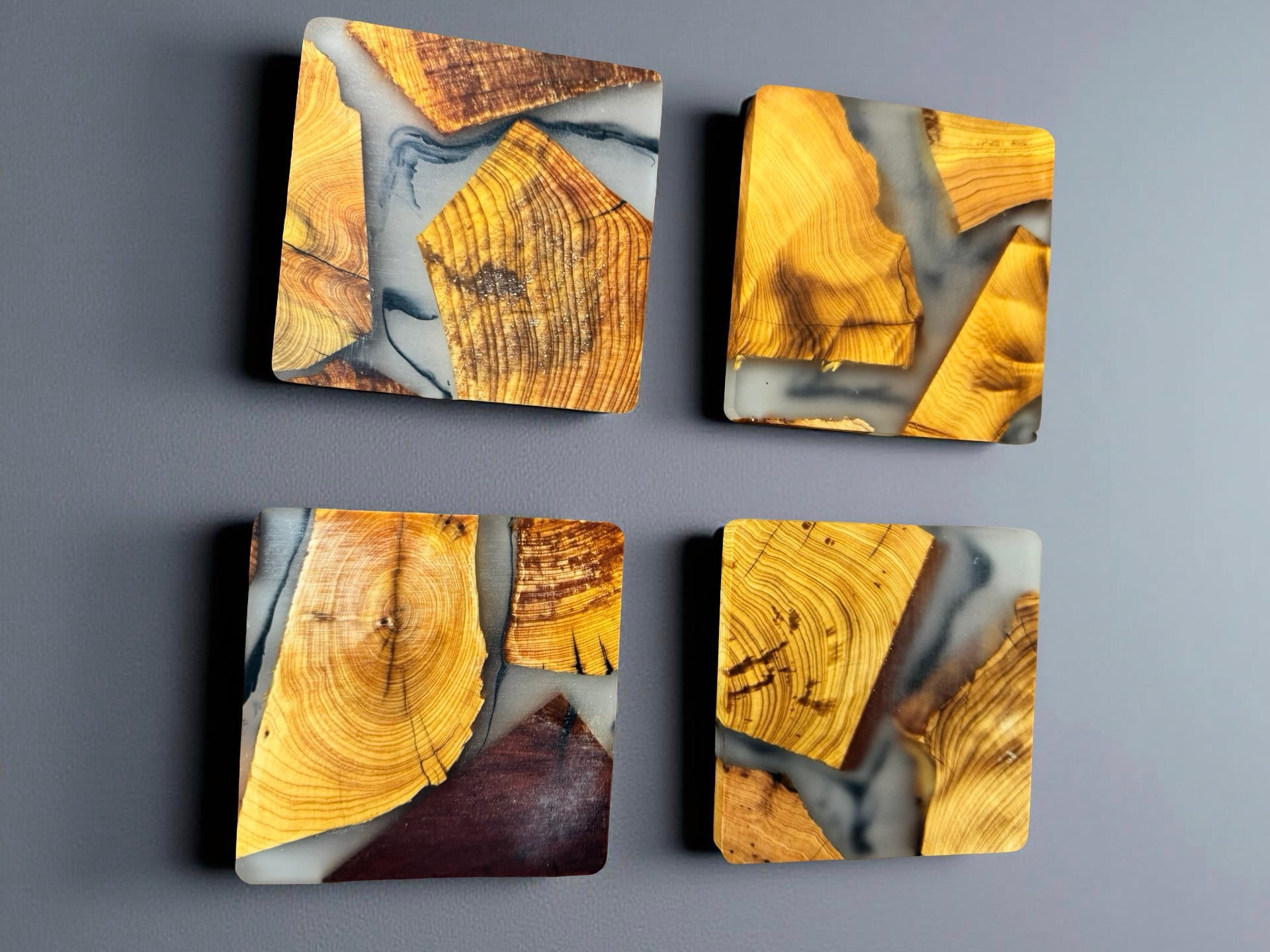 Premium resin and timber coasters Australian made by Fractal Flow Designs