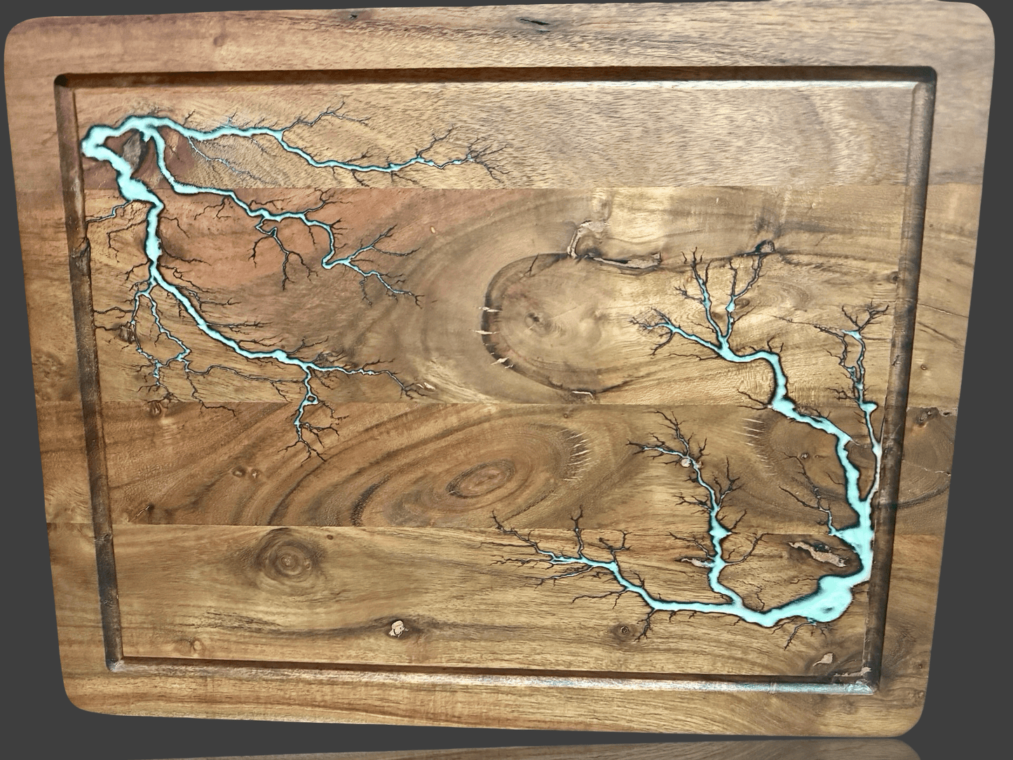 Fractal Flow Designs premium resin chopping board, artisan-crafted from Australian hardwood. Large Australian resin boards perfect for charcuterie and gourmet spreads.