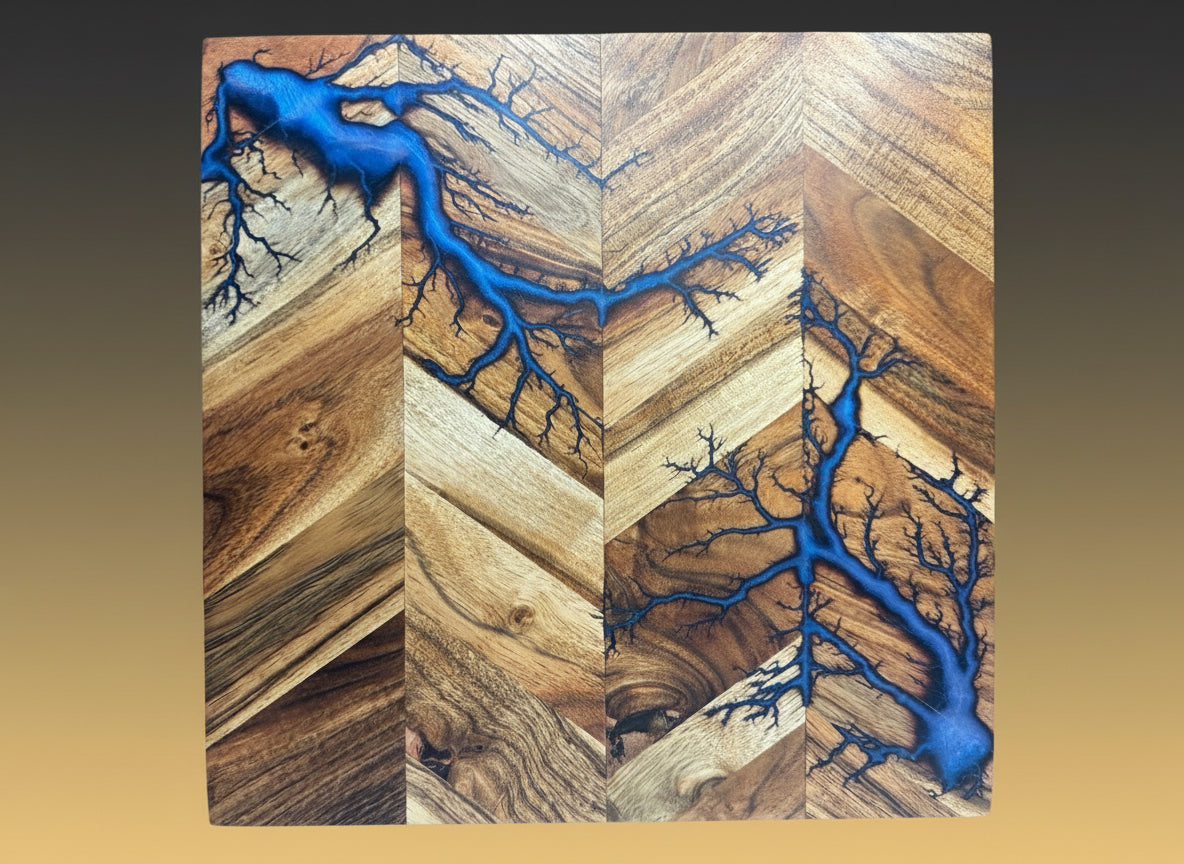 Resin timber carving board by Fractal Flow Designs — handcrafted in Australia with electric fractal details. A standout addition to any kitchen or resin board collection