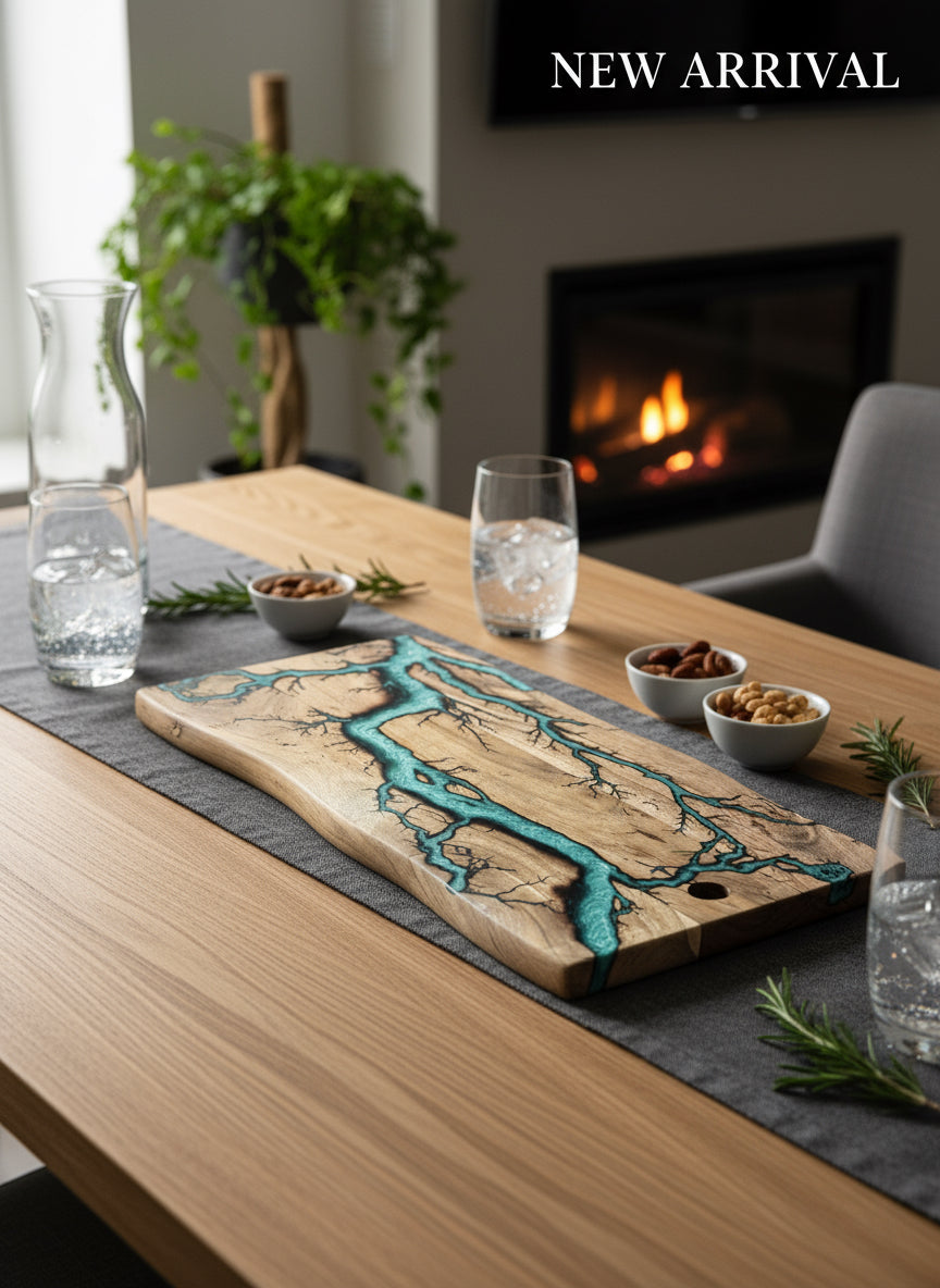 Grazing and charcuterie serving board live edge resin board by Fractal Flow Designs East Gippsland