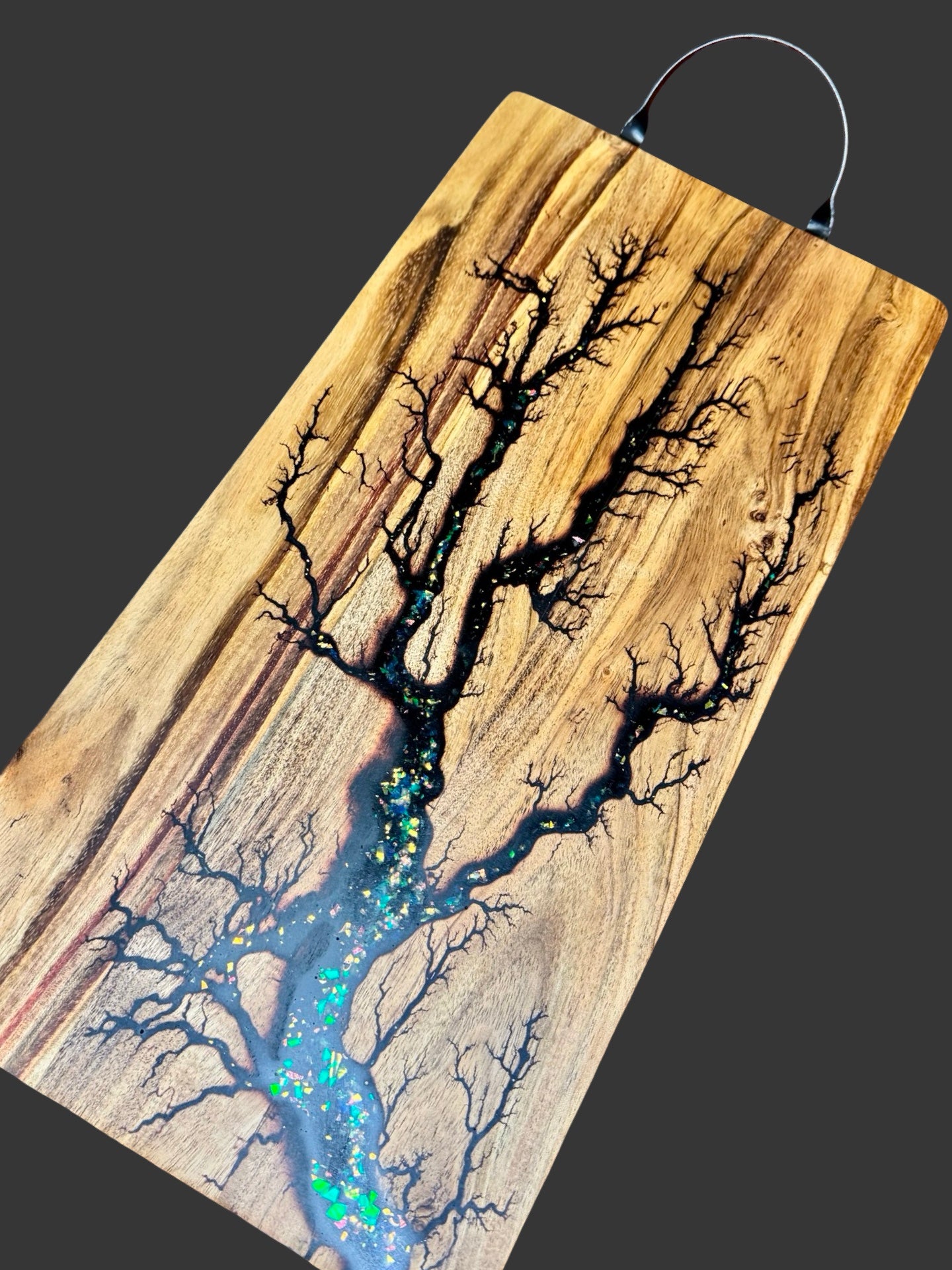 Unique resin serving board Australia | Timber charcuterie platter handcrafted in Victoria by Fractal Flow Designs