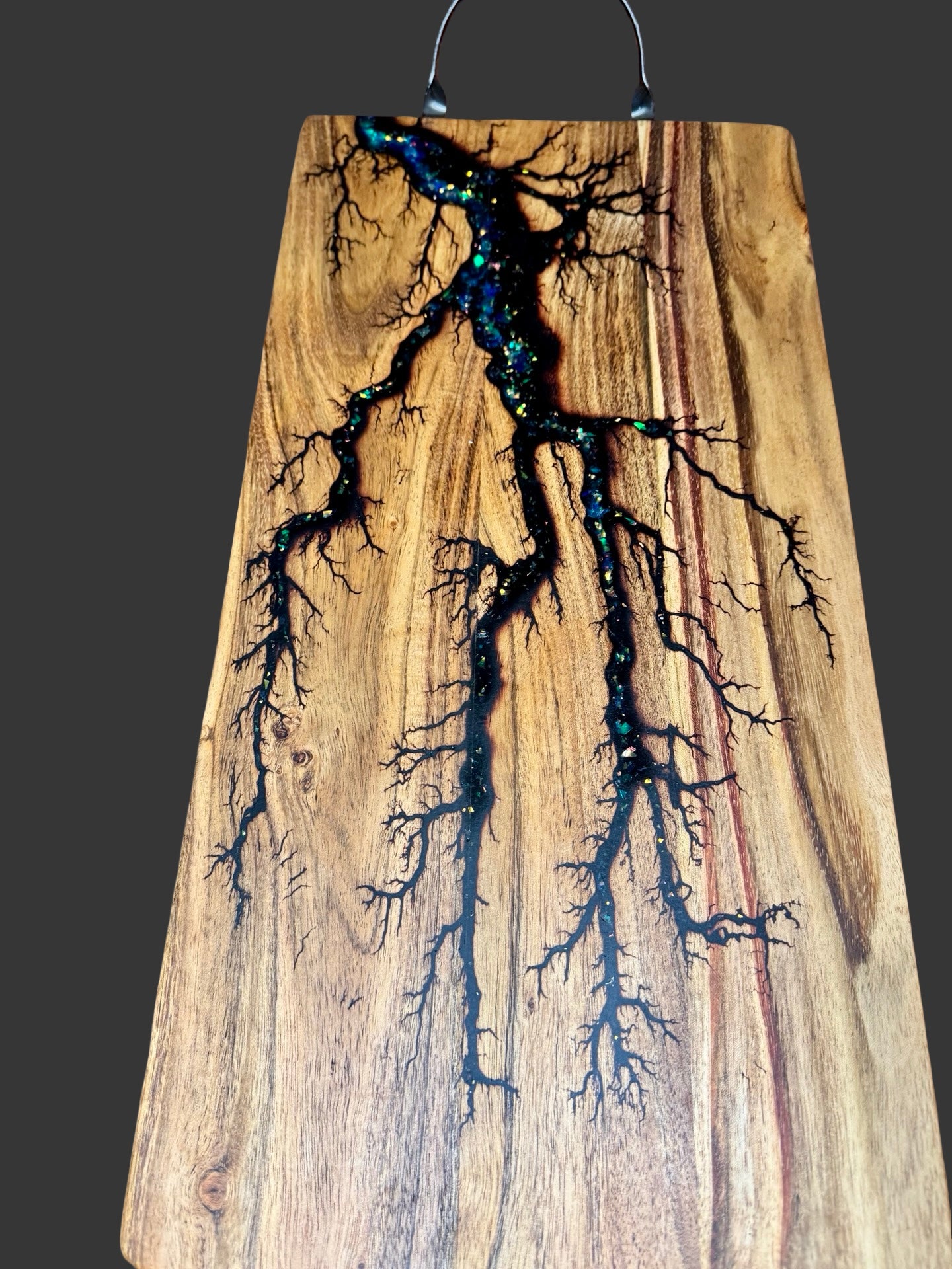 Fractal burning resin serving board | Premium Australian timber platter handmade in Bairnsdale Victoria