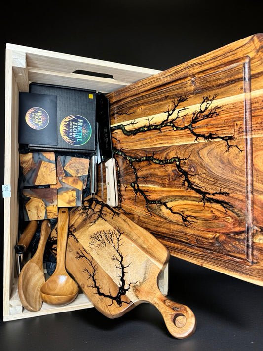 Australian resin cheese board hamper from Fractal Flow Designs