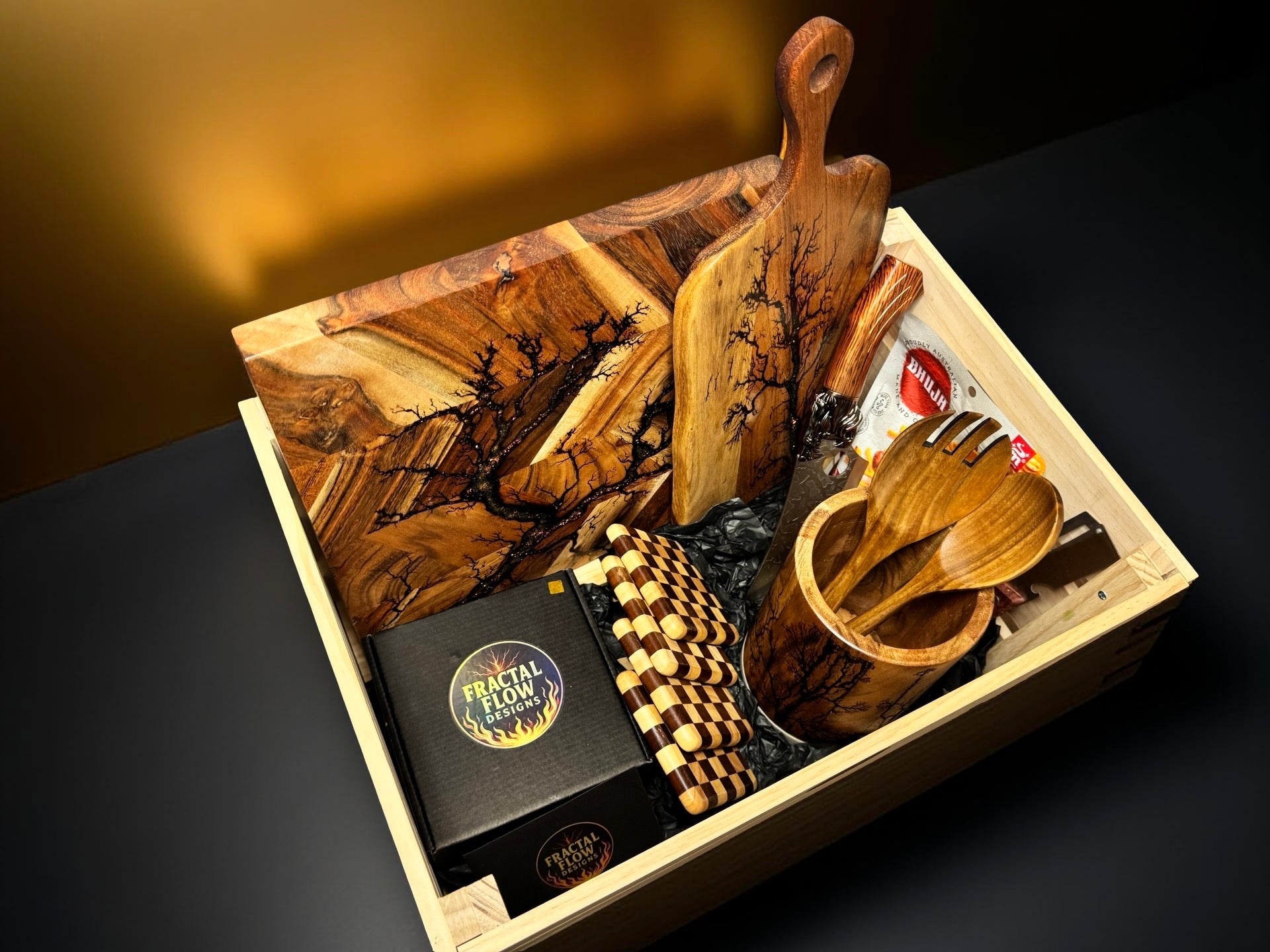 Resin and timber cheese board hamper Australian craftsmanship