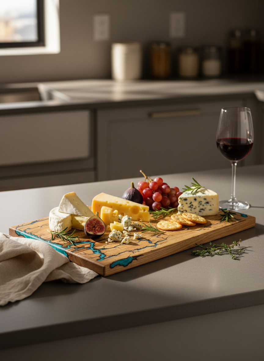 Handcrafted timber platter – resin serving board by Fractal Flow Designs made in Bairnsdale Victoria