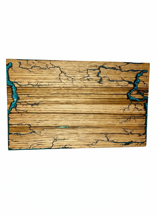 Fractal Flow Designs timber serving platter – handcrafted resin art board for entertaining in Victoria