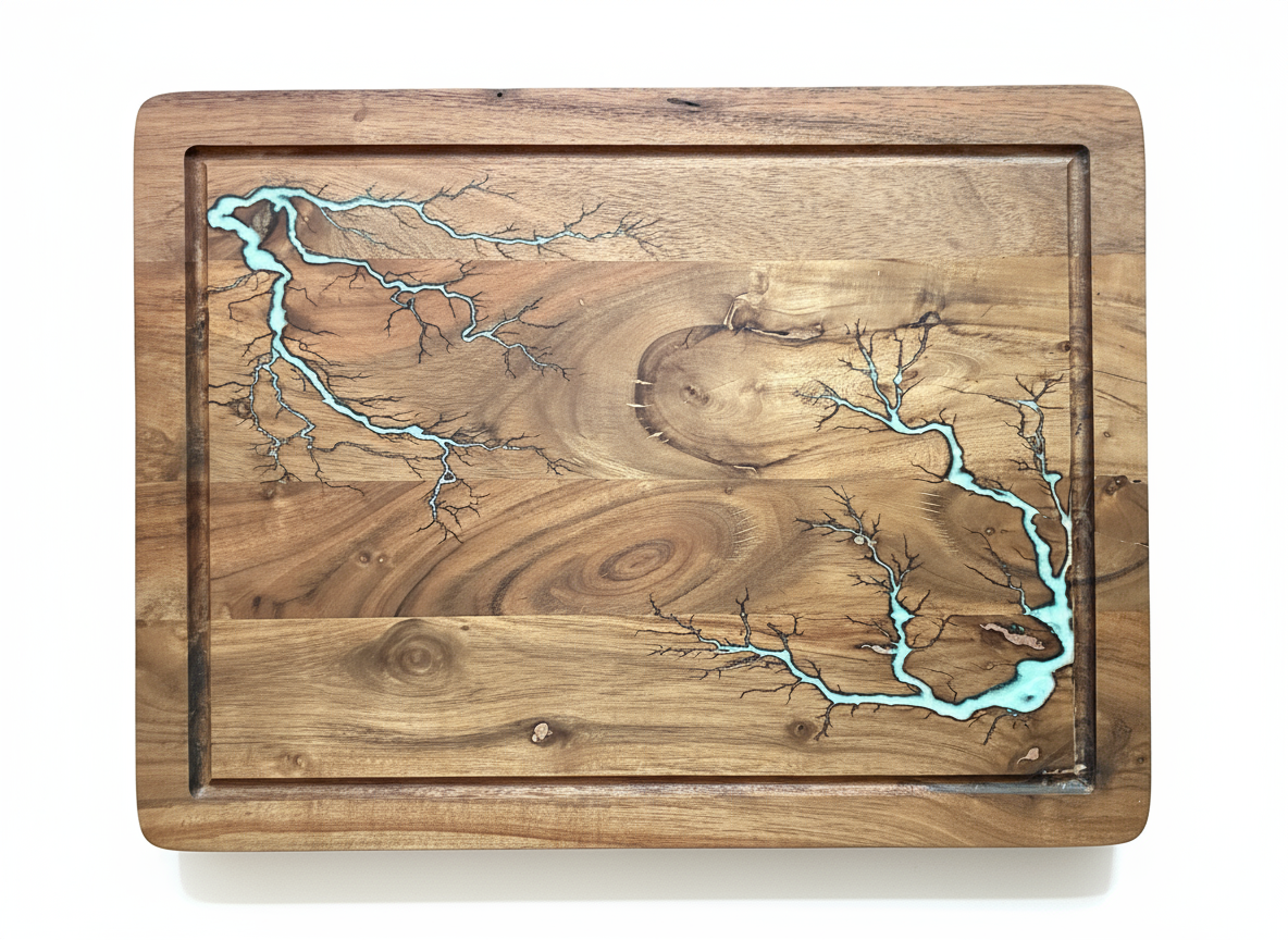 Handmade large chopping board by Fractal Flow Designs, showcasing premium resin artistry. Australian resin boards shipped nationwide, perfect for charcuterie and entertaining.