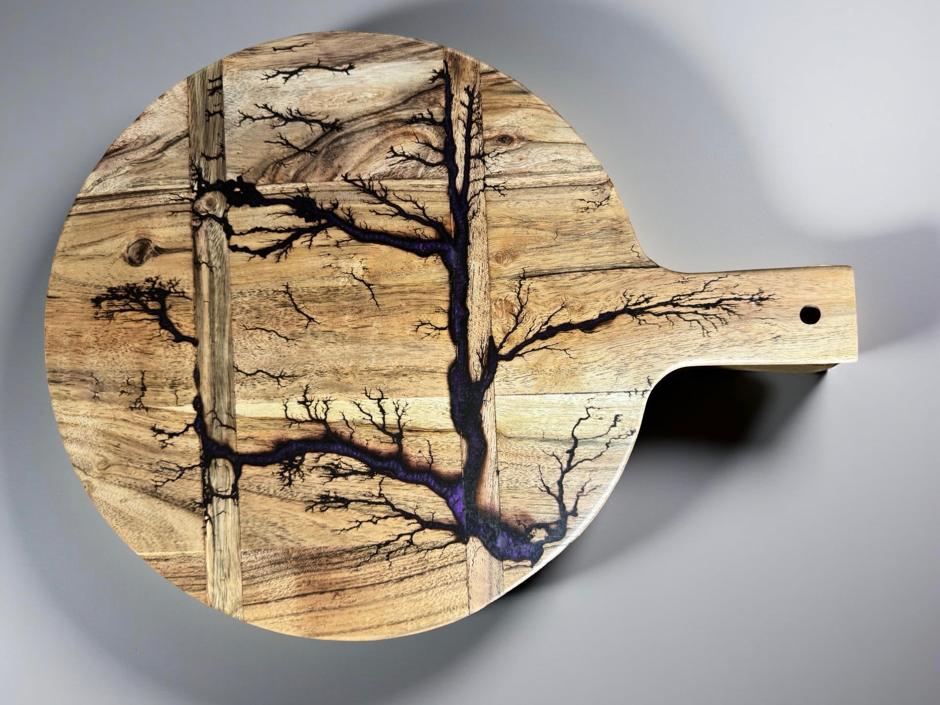 Premium acacia cheese paddle iridescent purple resin electric shimmer resin boards australia