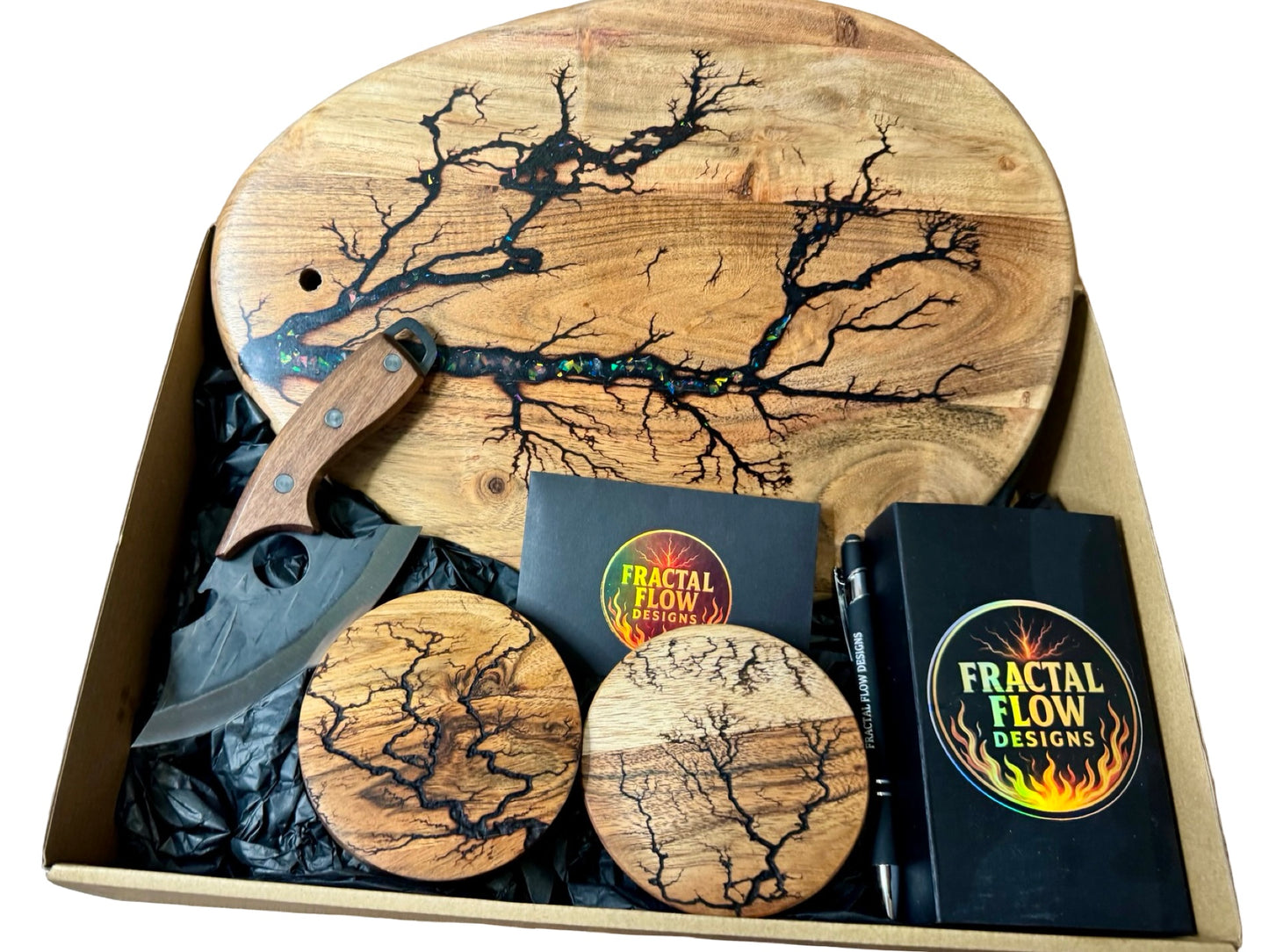 Resin art cheese platter gift box made in East Gippsland by Fractal Flow Designs