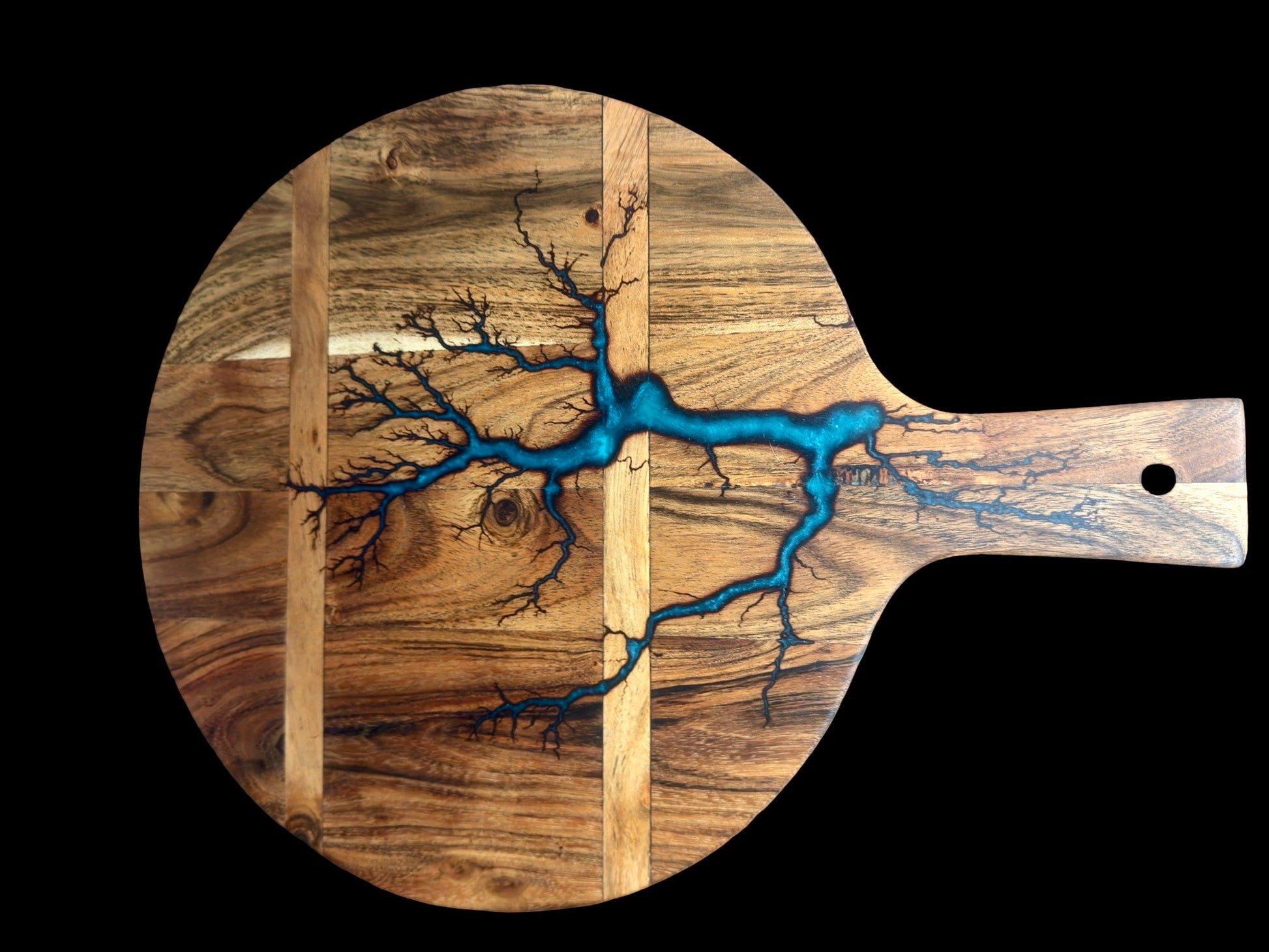 Resin cheese platter handcrafted with fractal burning detail East Gippsland