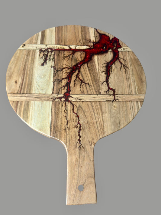 Handcrafted red flash resin cheese board made from sustainable Australian timber