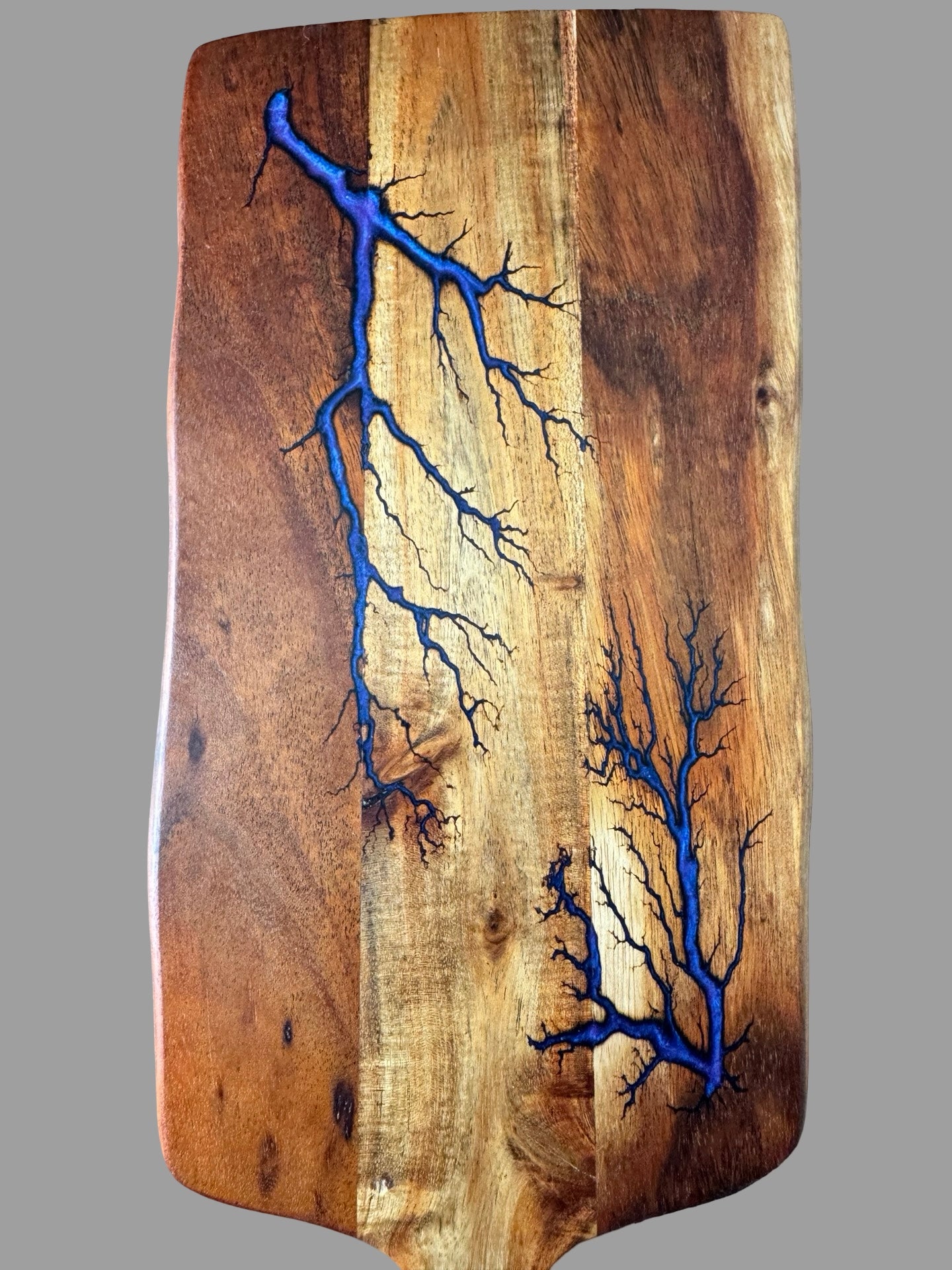 Purple Food-safe resin cheese paddle by Fractal Flow Designs — Australian resin boards designed for serving, cutting, and grazing with style.