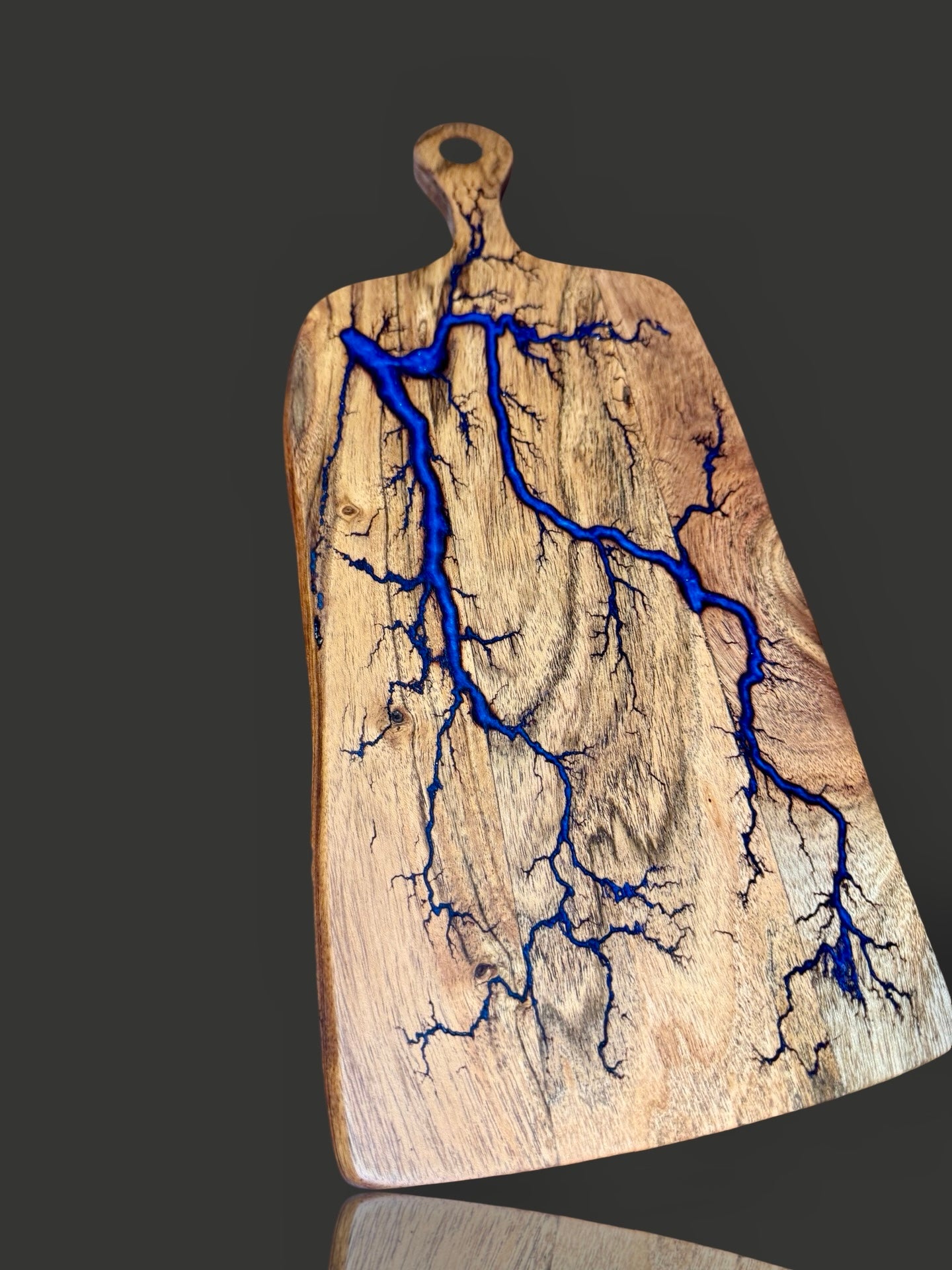 Fractal Flow Designs resin cheese paddle serving board. Premium Australian timber with resin artistry, crafted in Victoria, shipped nationwide for gift occasions.