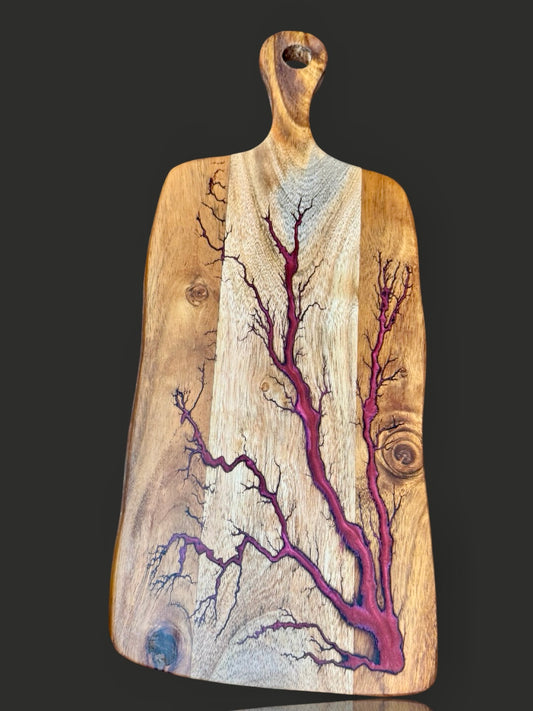 Luxury resin paddle cheese board from Fractal Flow Designs. Handcrafted in Victoria, blending timber and resin art, ideal for charcuterie, wine nights, and weddings.