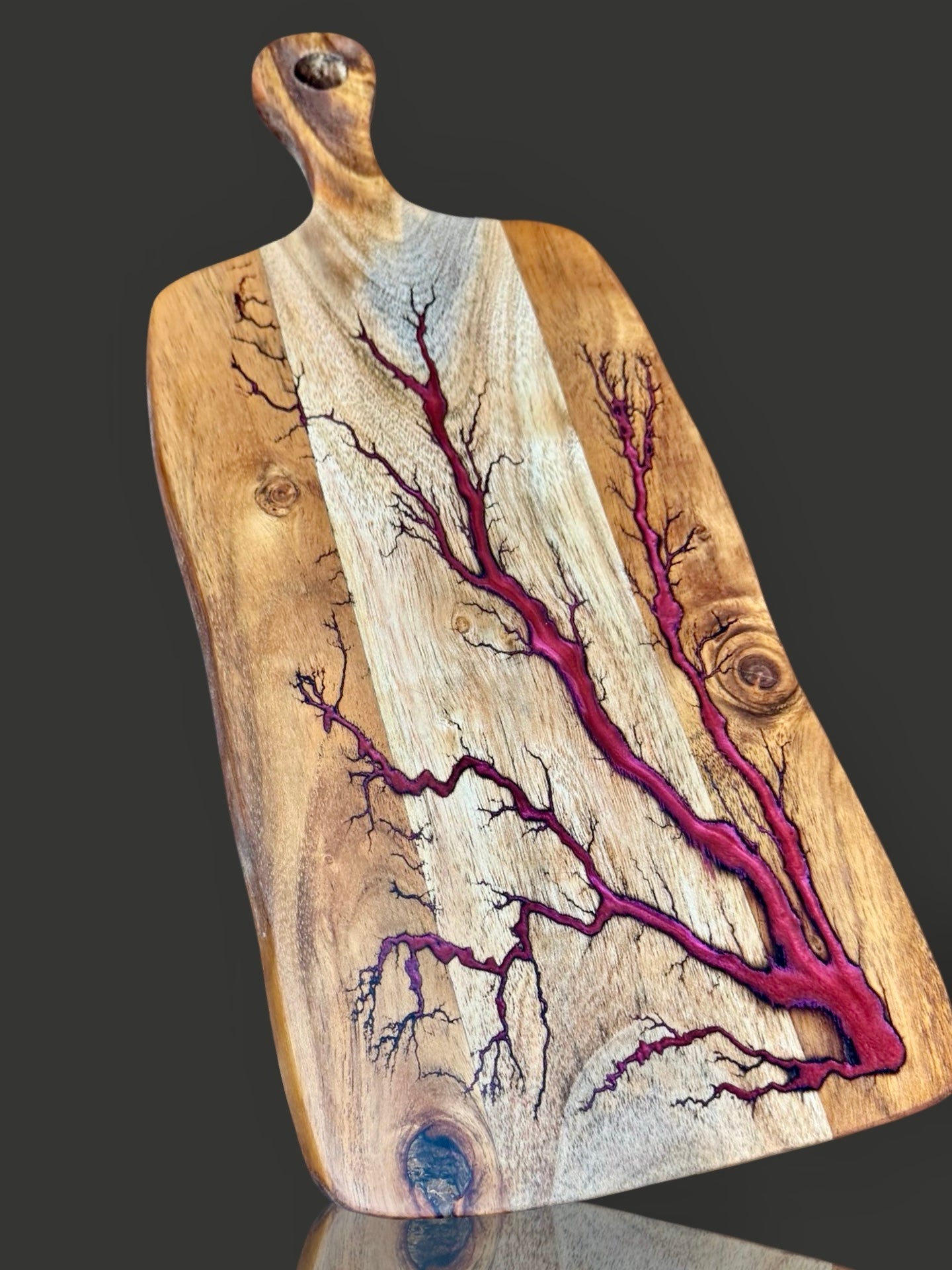 Resin cheese paddle handmade in Bairnsdale, Australia. Premium grazing board by Fractal Flow Designs, designed for charcuterie, anniversaries, and gift occasions.