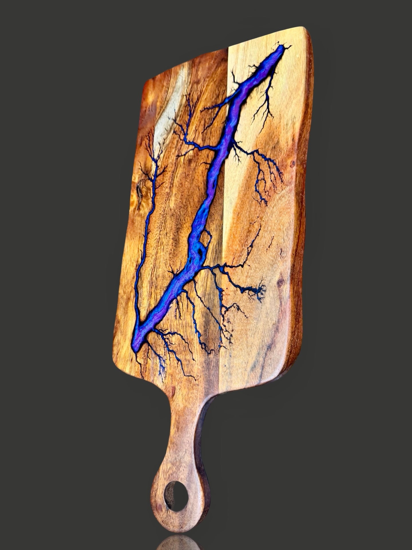 Handmade resin paddle cheese board from Fractal Flow Designs, designed for gourmet grazing and charcuterie spreads. Australian-made timber board shipped nationwide for gifting occasions.