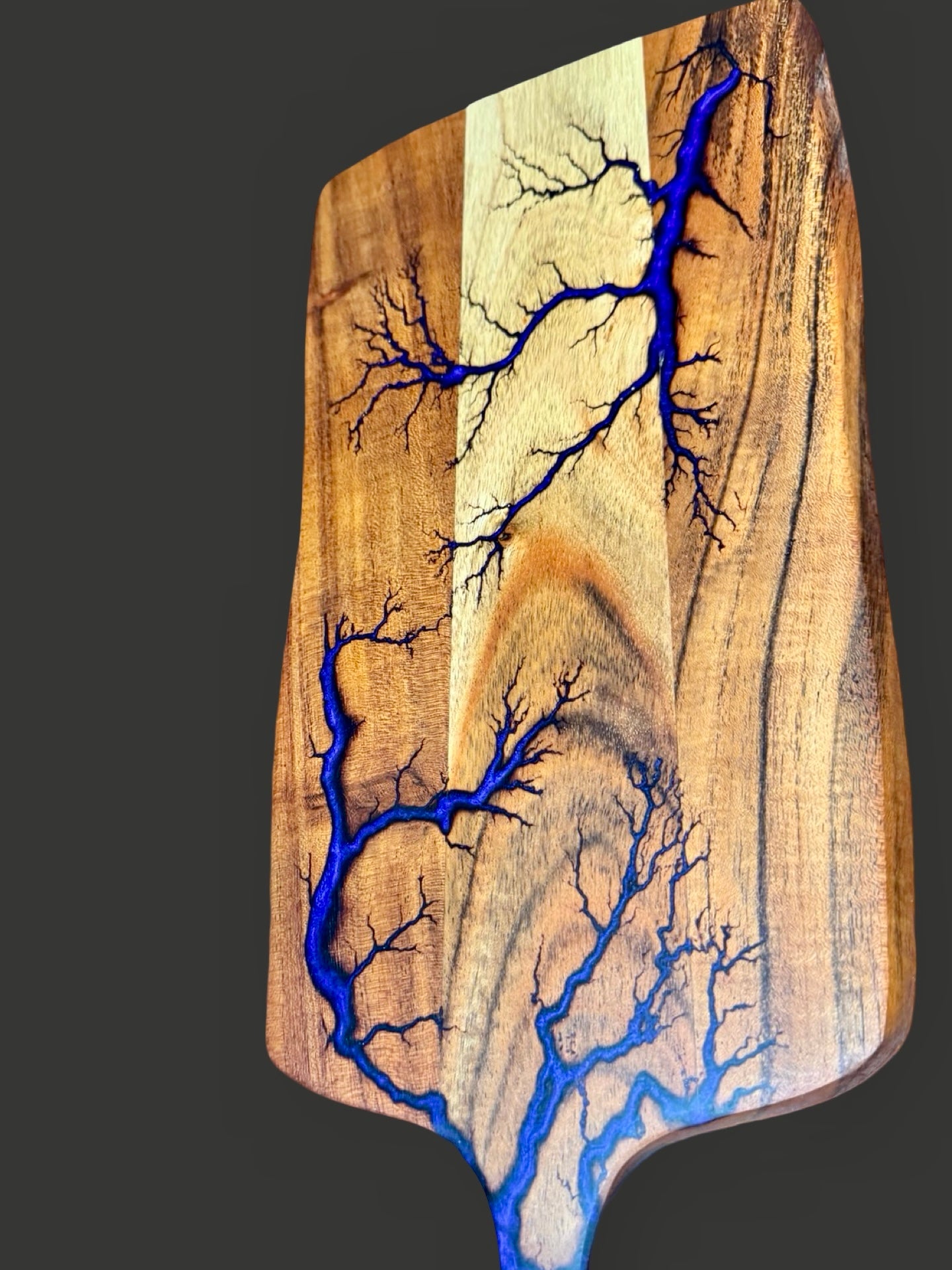 Cheese paddle board with resin detailing and artisan craftsmanship. Handmade in Bairnsdale, Victoria by Fractal Flow Designs, shipped Australia-wide.