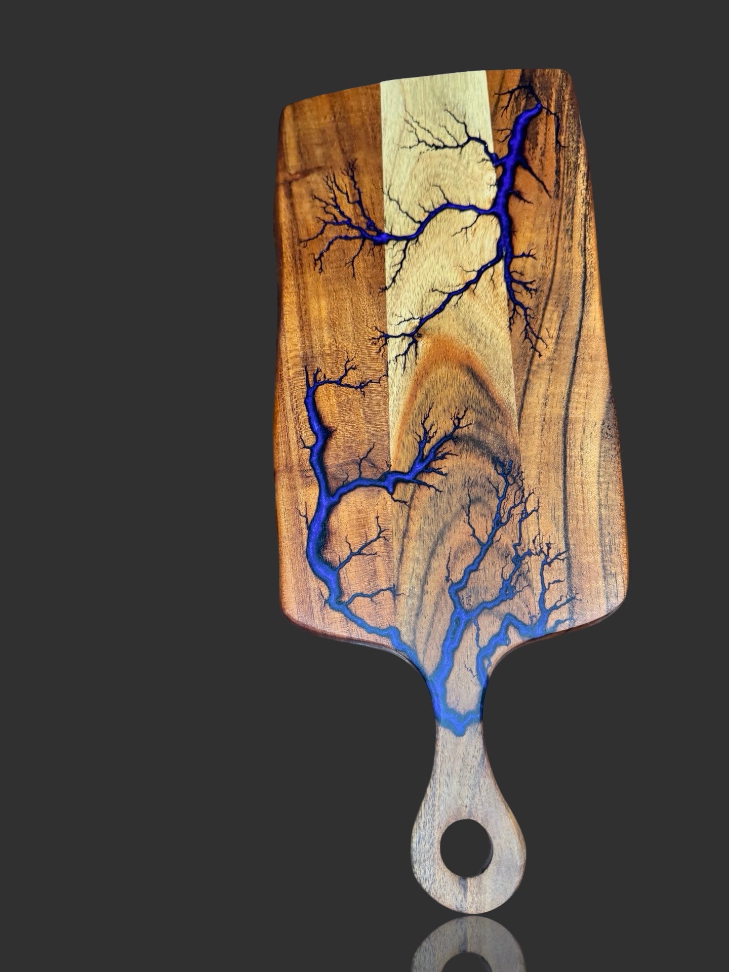 Artisan resin paddle cheese board handmade in Australia with premium timber. Fractal Flow Designs creates unique serving boards for weddings and celebrations.