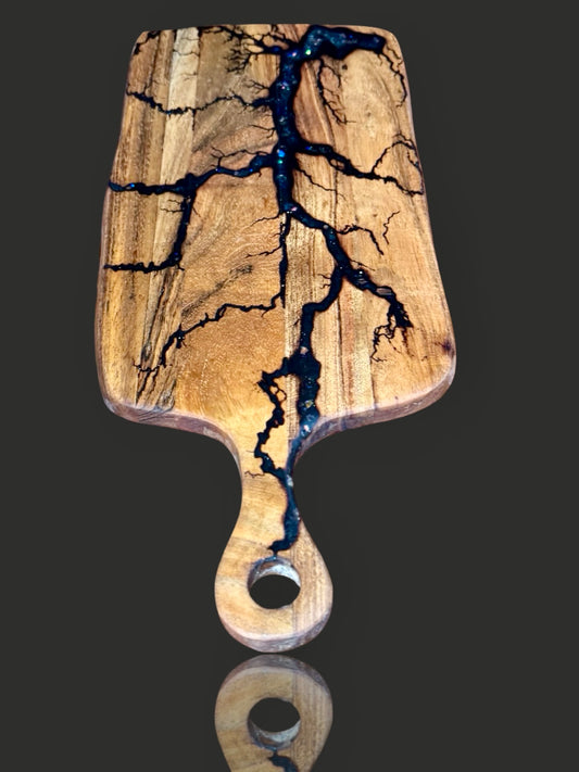 Fractal Flow Designs resin cheese paddle platter, Australian-made serving board. Perfect as a wedding gift, housewarming present, or anniversary cheese board.