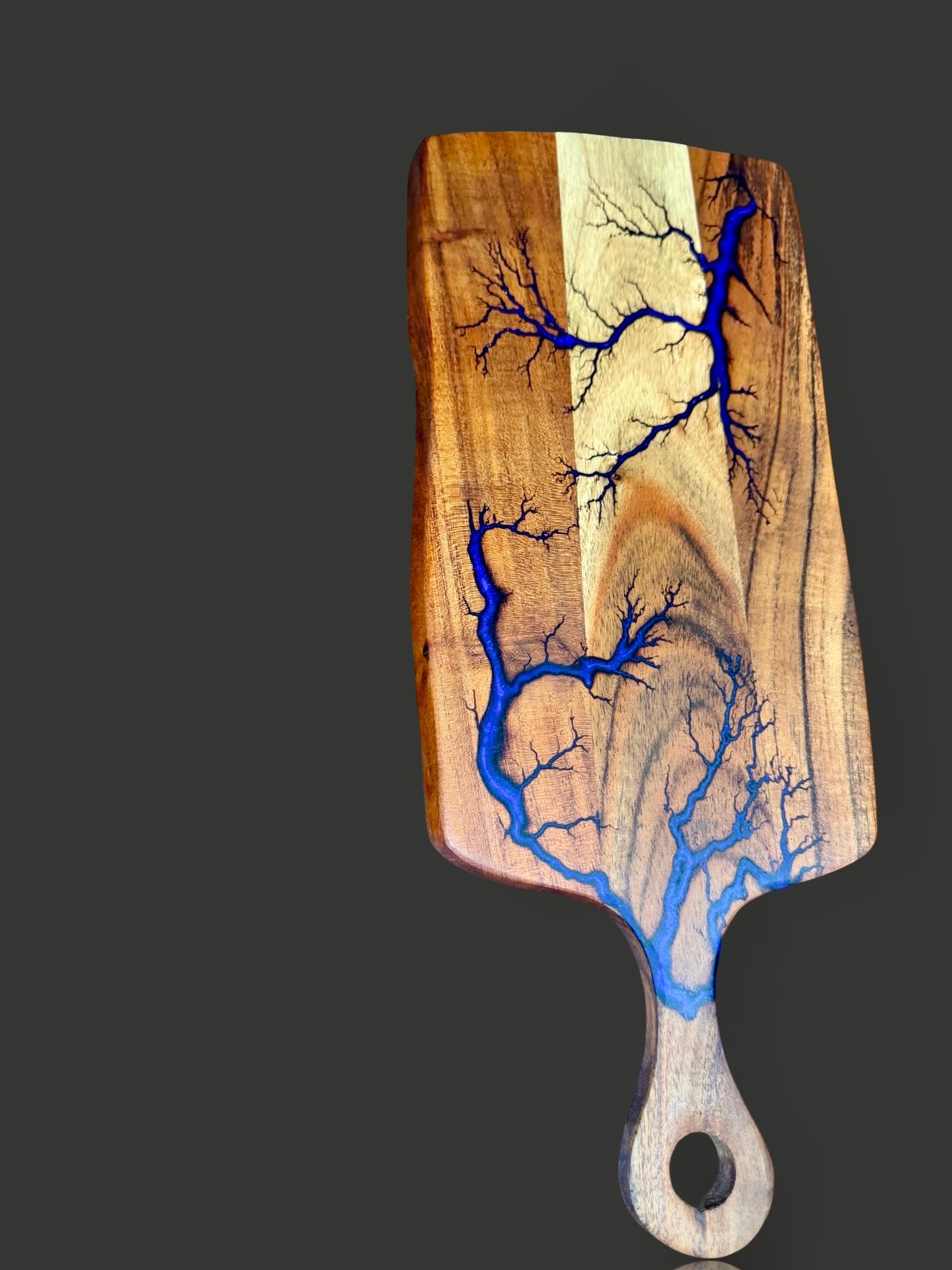 Fractal Flow Designs resin cheese paddle serving board. Perfect for cheese platters, grazing spreads, and gifting occasions, handmade in Victoria.