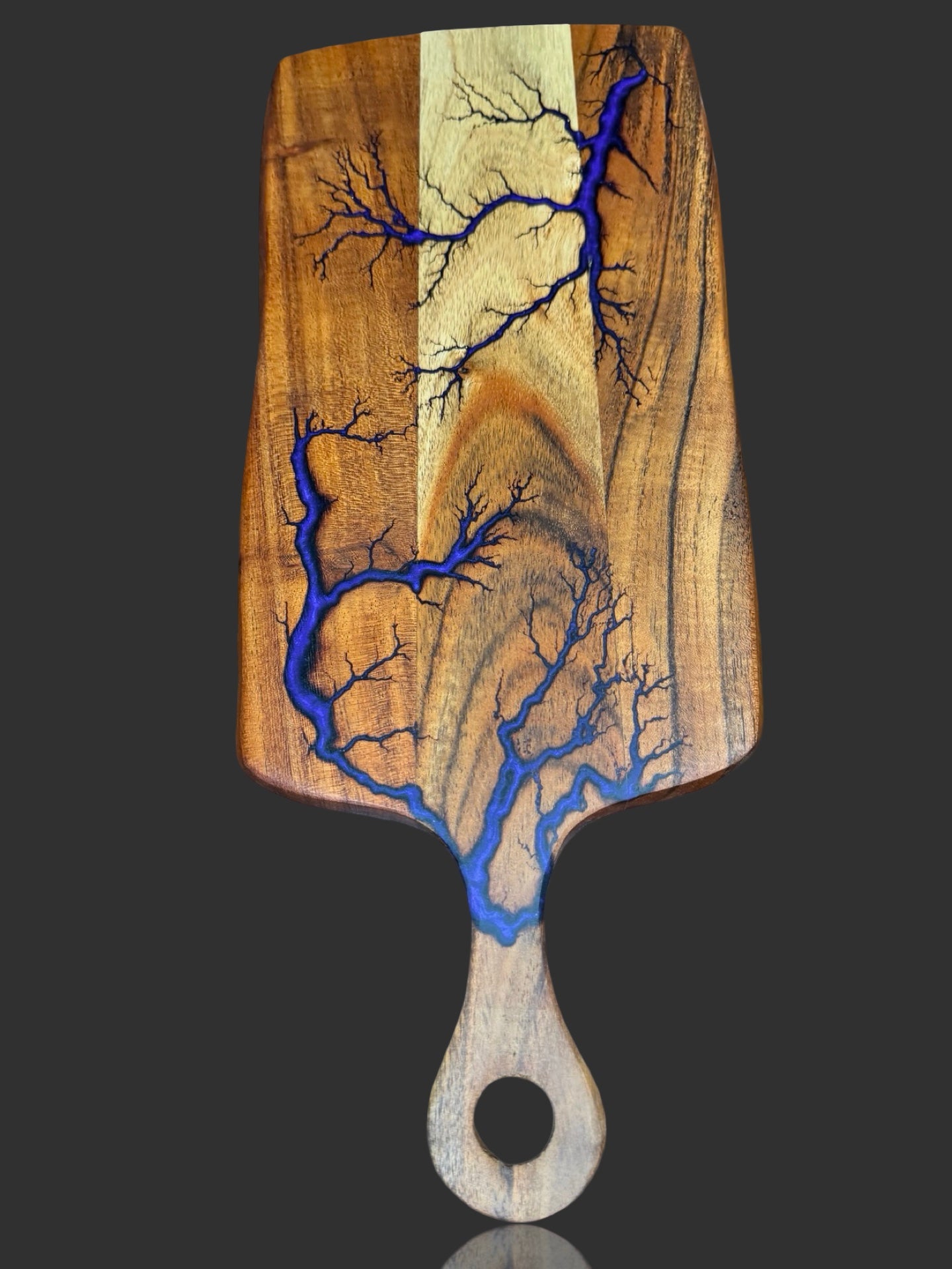 Luxury resin cheese paddle board with artisanal resin art. Australian timber board by Fractal Flow Designs, designed for weddings, anniversaries, and gifting.