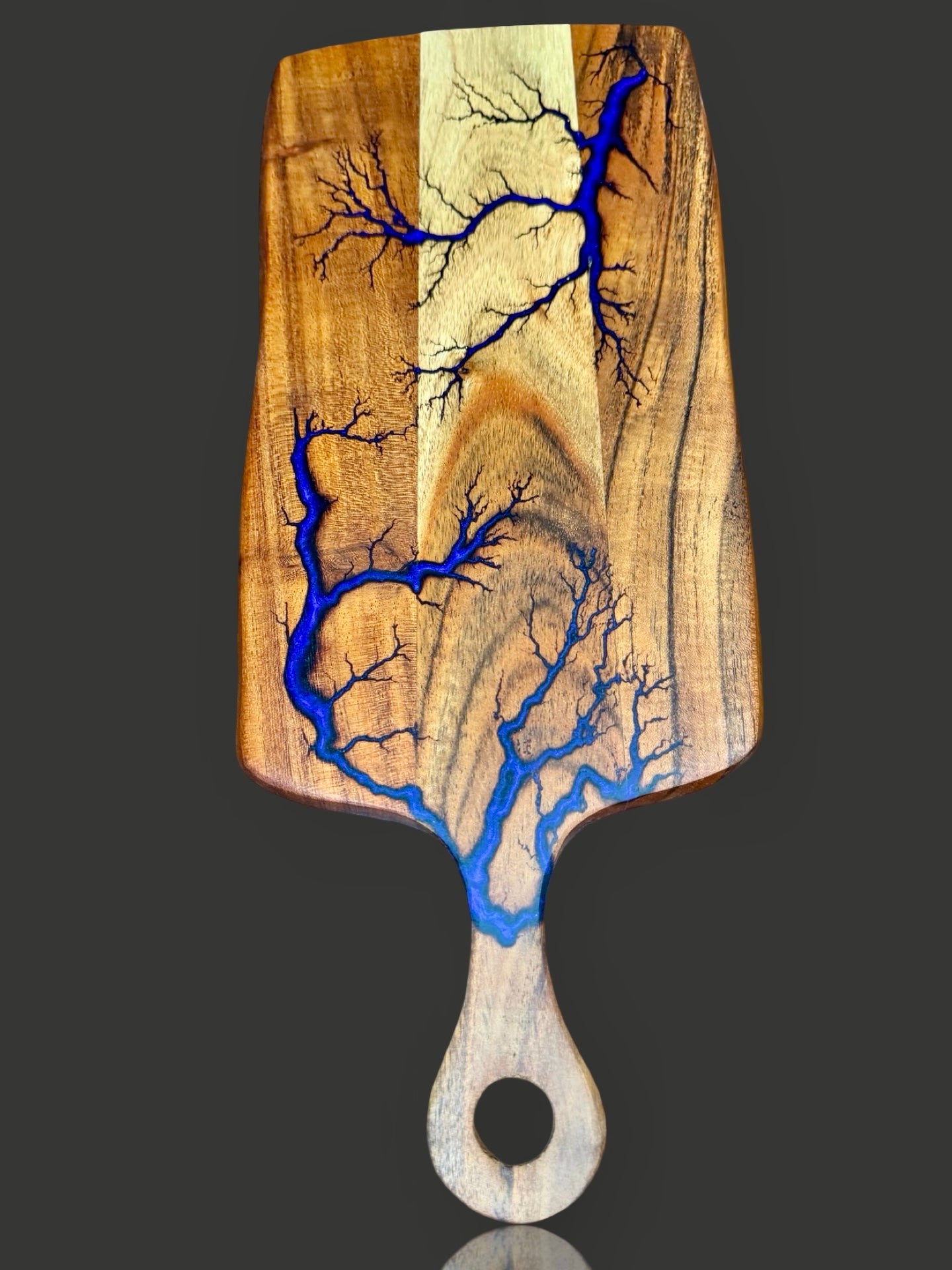 Fractal Flow Designs resin cheese paddle platter, Australian-made serving board. Perfect as a wedding gift, housewarming present, or anniversary cheese board.