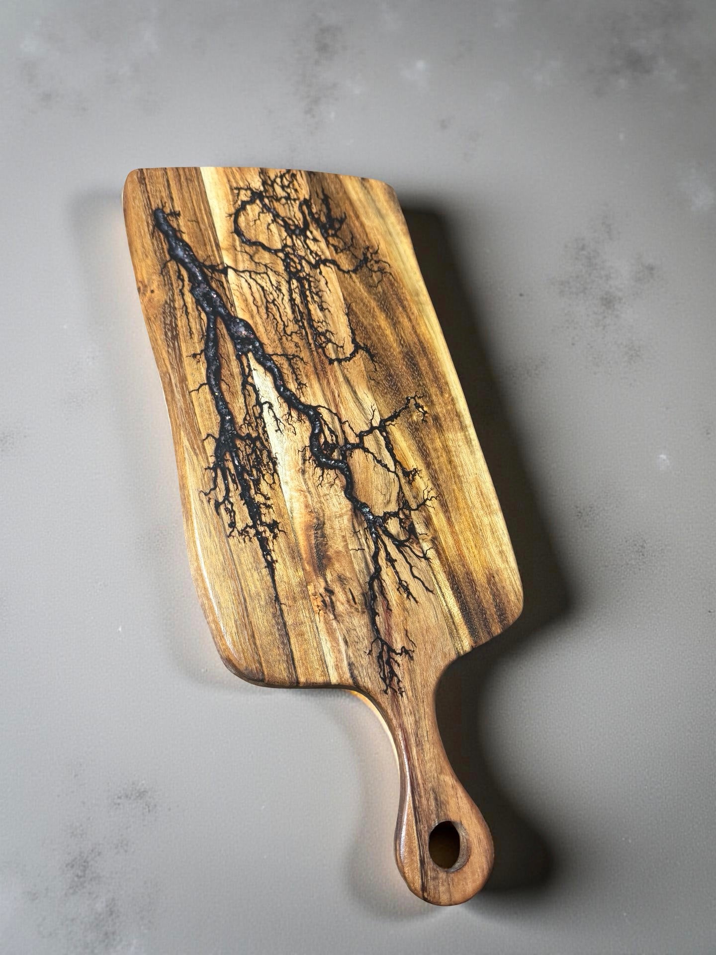 Acacia cheese board with sparkle resin highlight electric burn pattern premium resin boards australia