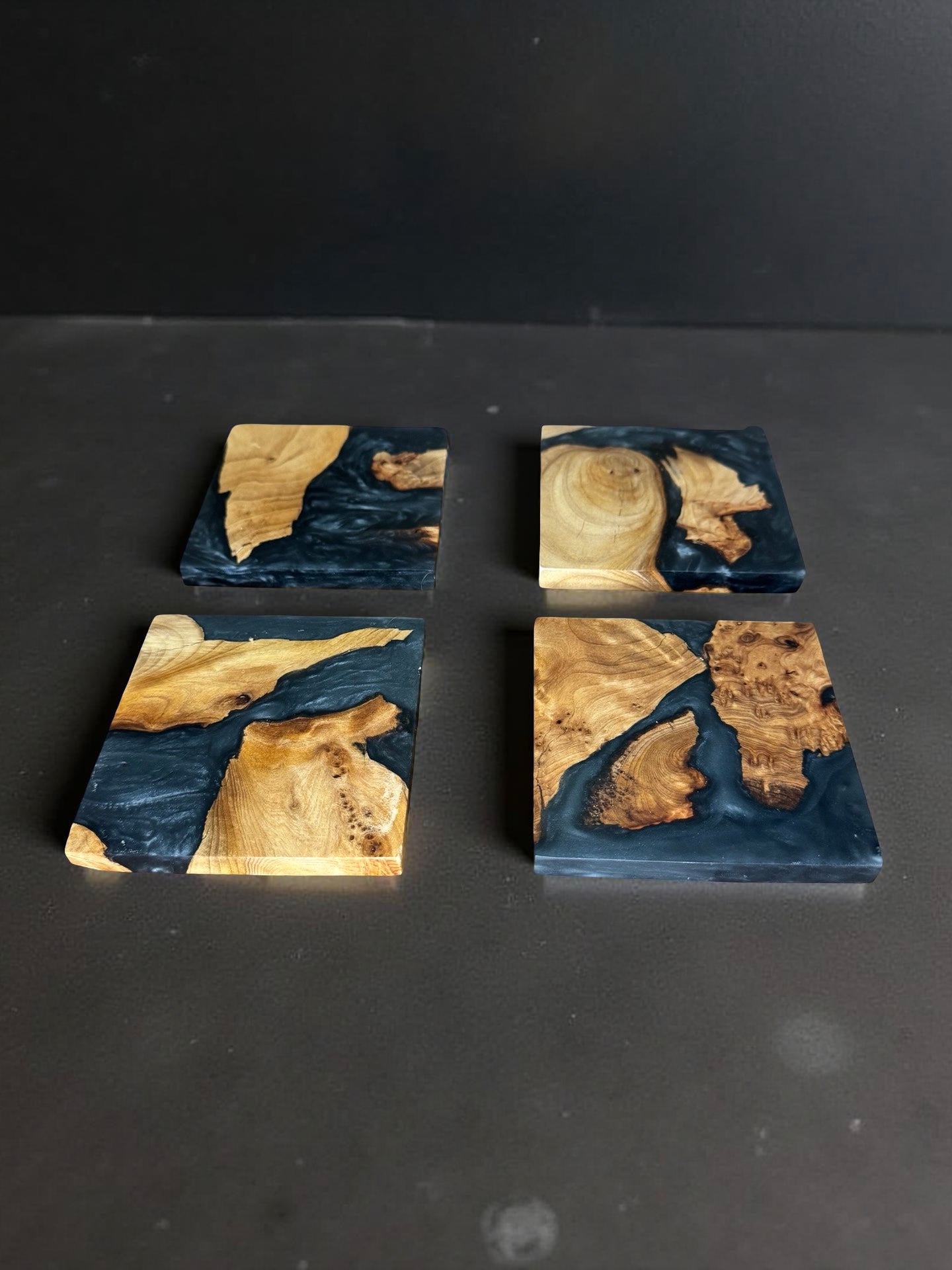 Black resin timber square coaster Australian made resin boards Australia